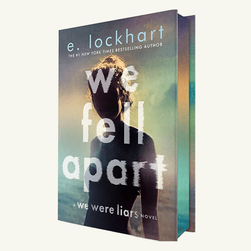 Book cover of 'We Fell Apart' by e. lockhart with a silhouette of a person against a blurred background.