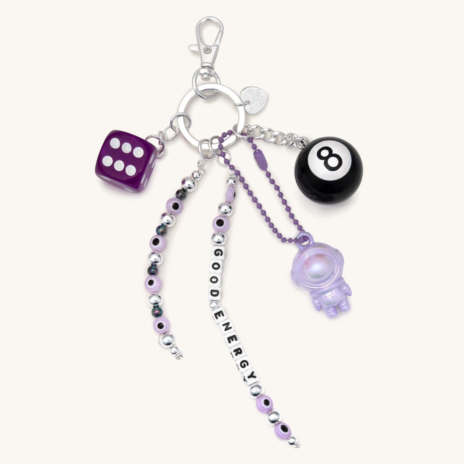 Good Energy bag charm with various different charms
