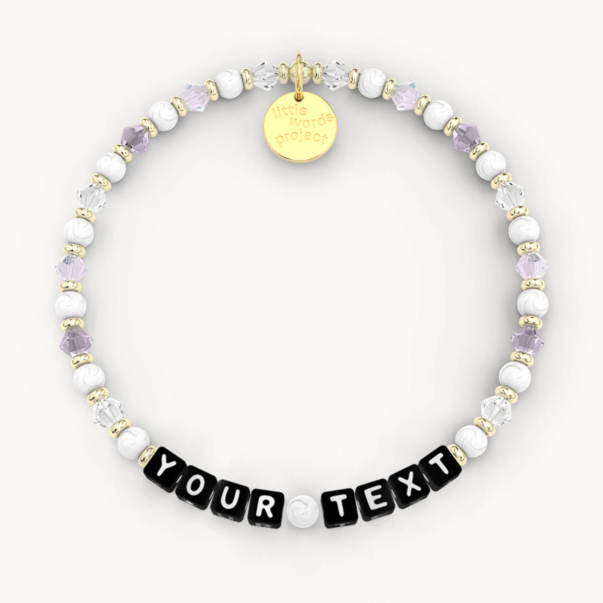 Custom Amethyst Dreams Crystal Bracelet in Black Letters