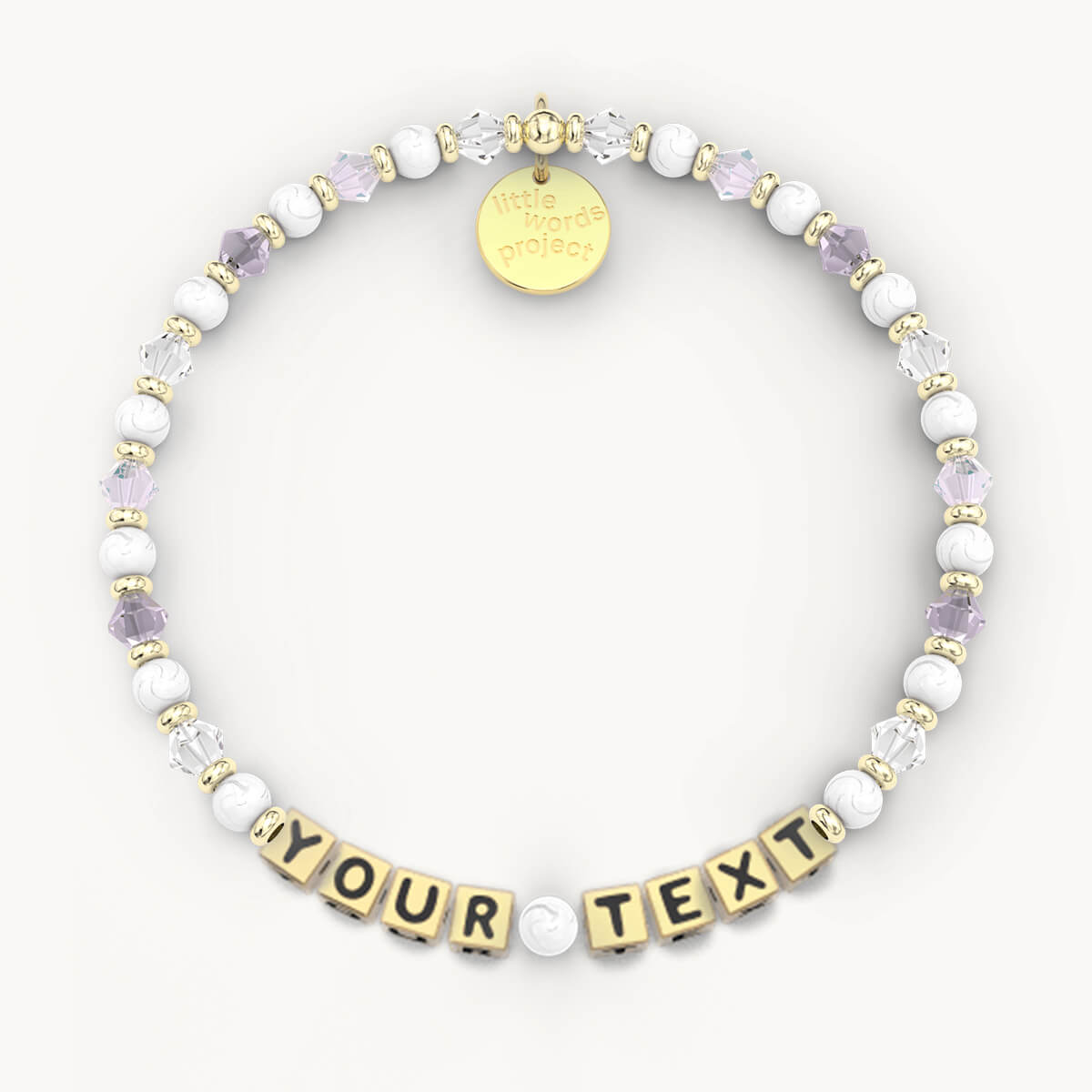 Custom Amethyst Dreams Crystal Bracelet in Gold Letters