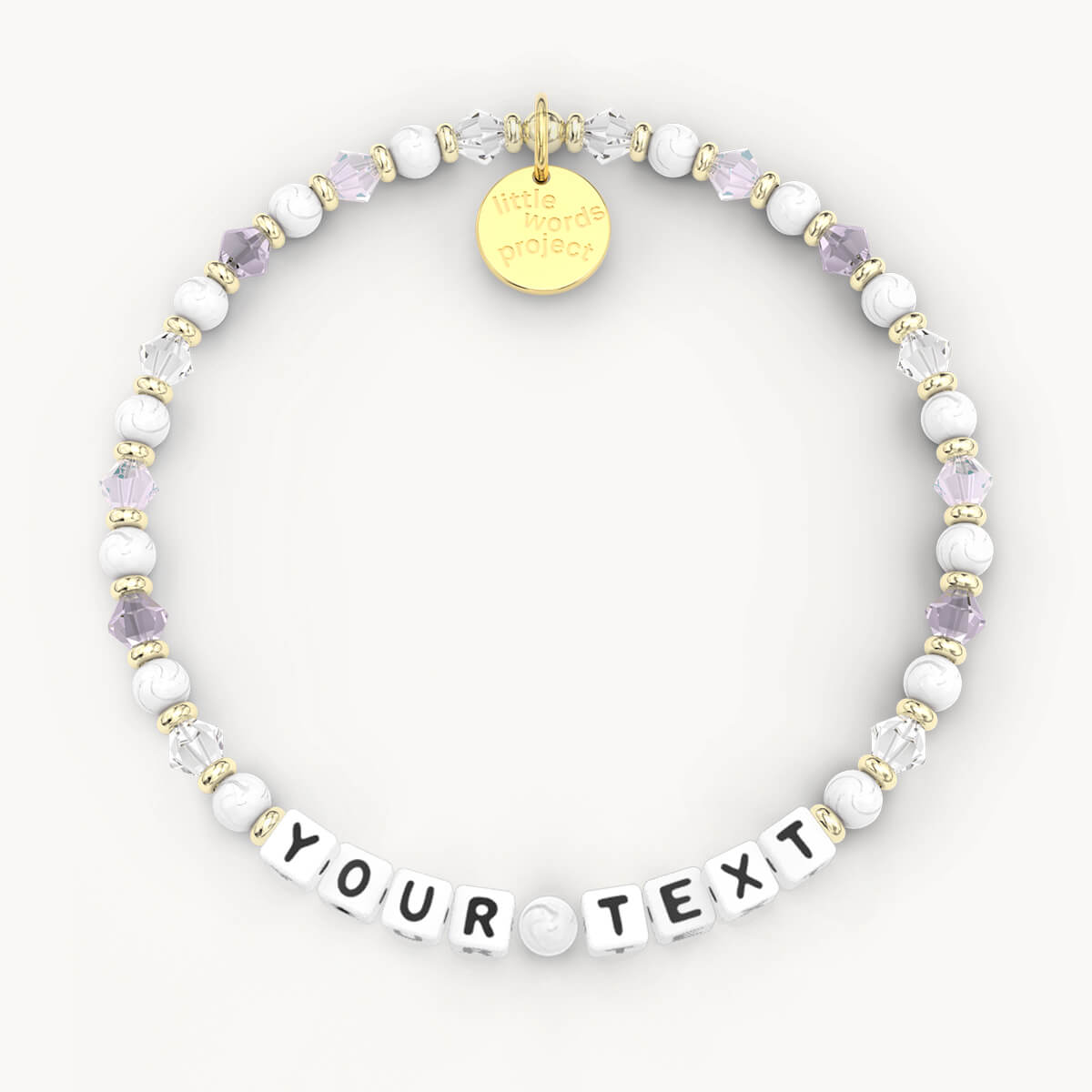 Custom Amethyst Dreams Crystal Bracelet in White Letters