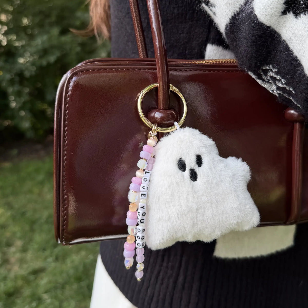 Love You Boo Bag Charm on bag