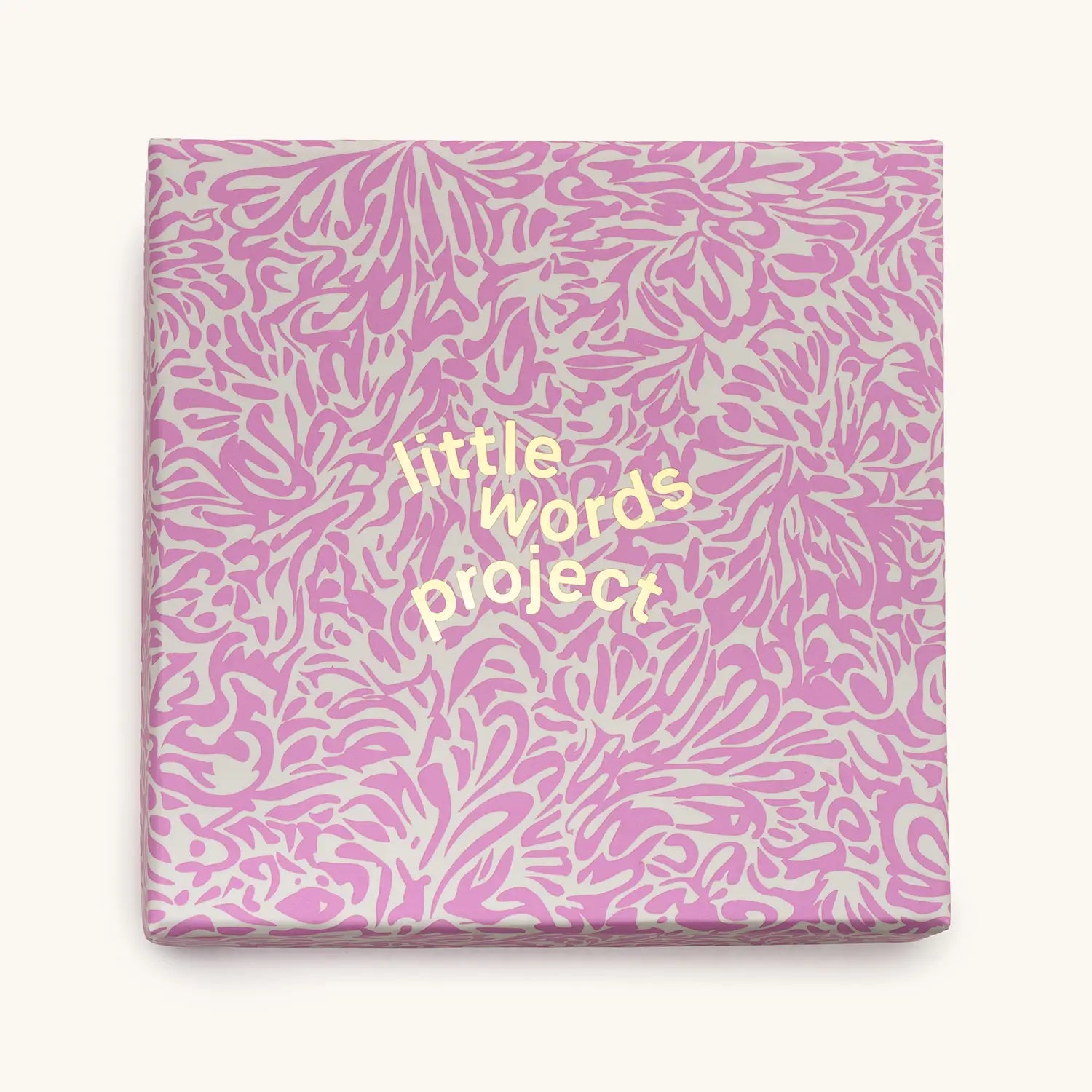Pink box with 'little words project' text on a white background
