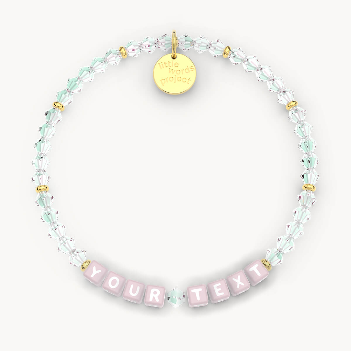 Custom Clear Crystal Bracelet in Pink Letters