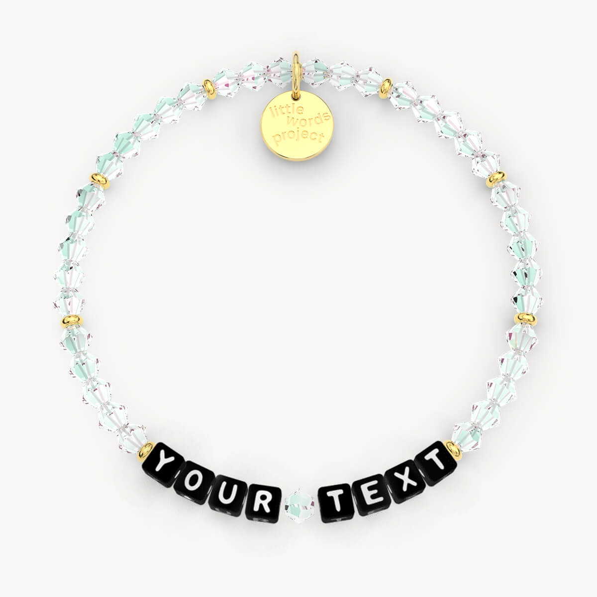 Custom Clear Crystal Bracelet in Black Letters