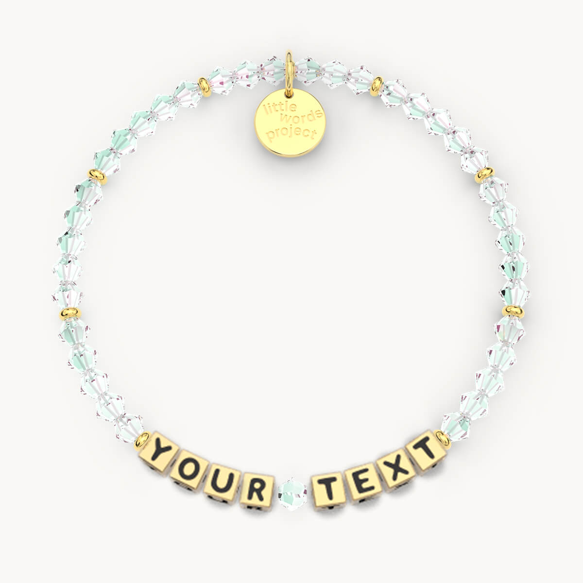 Custom Clear Crystal Bracelet in Gold Letters