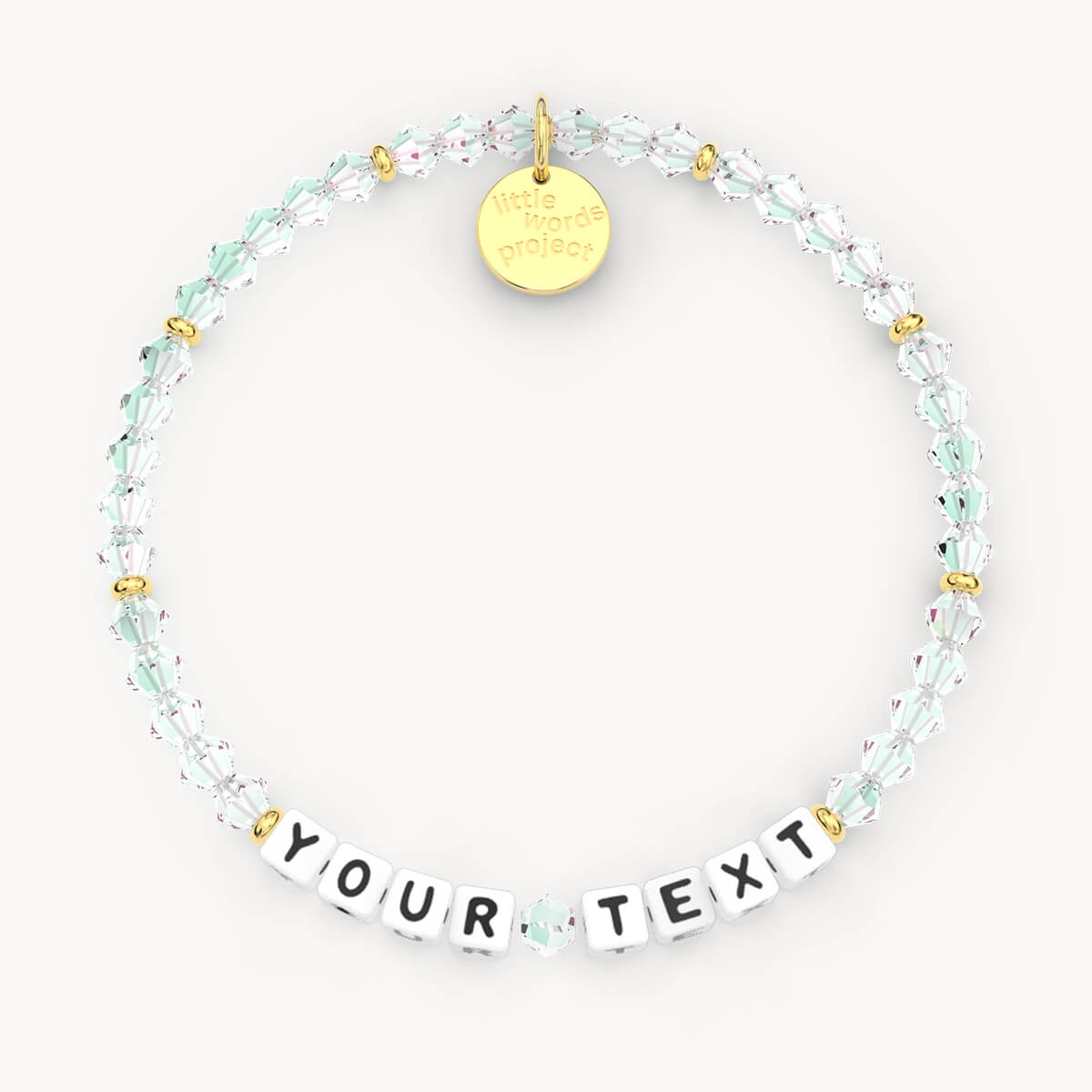 Custom Clear Crystal Bracelet in White Letters