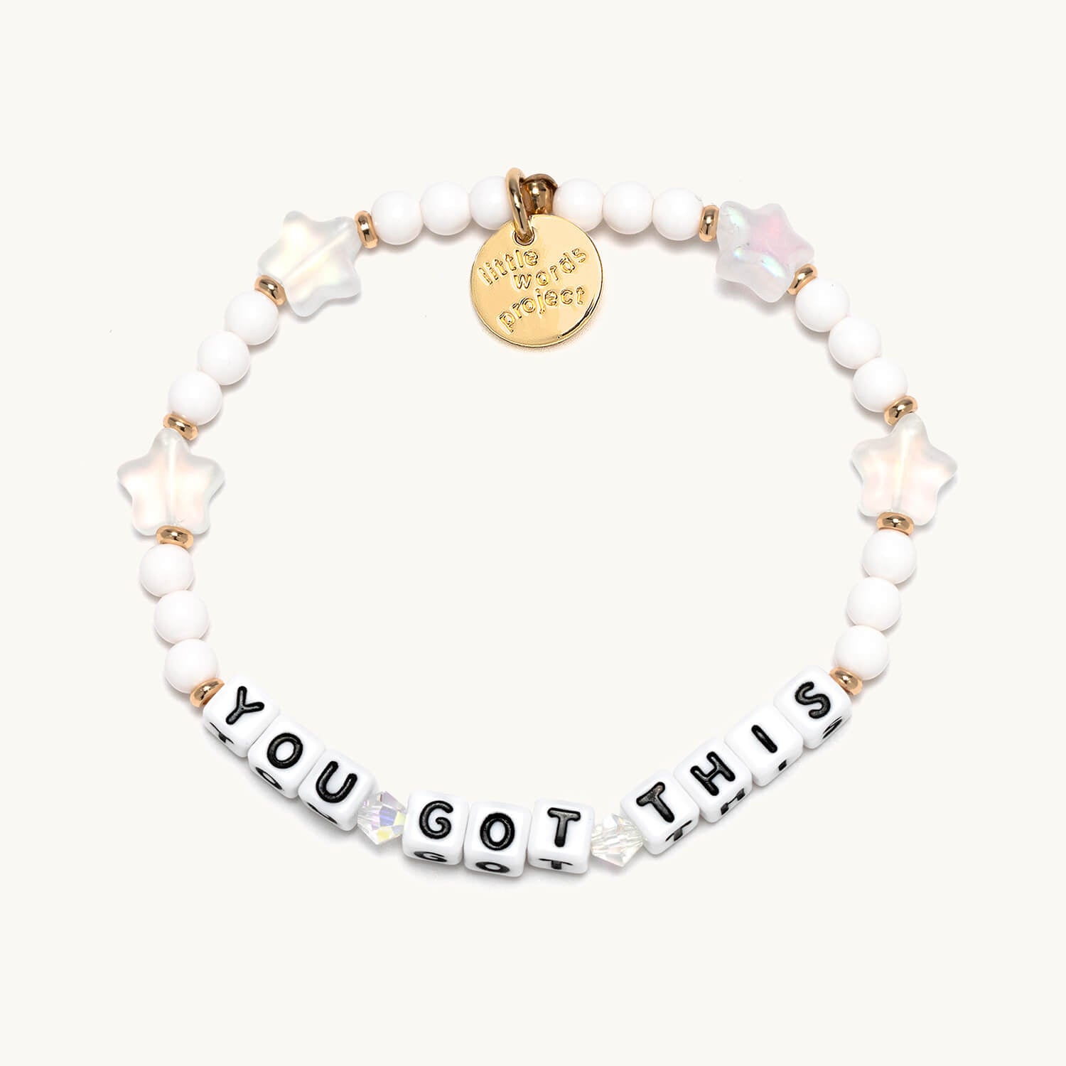 Bracelet with 'YOU GOT THIS' message on a white background
