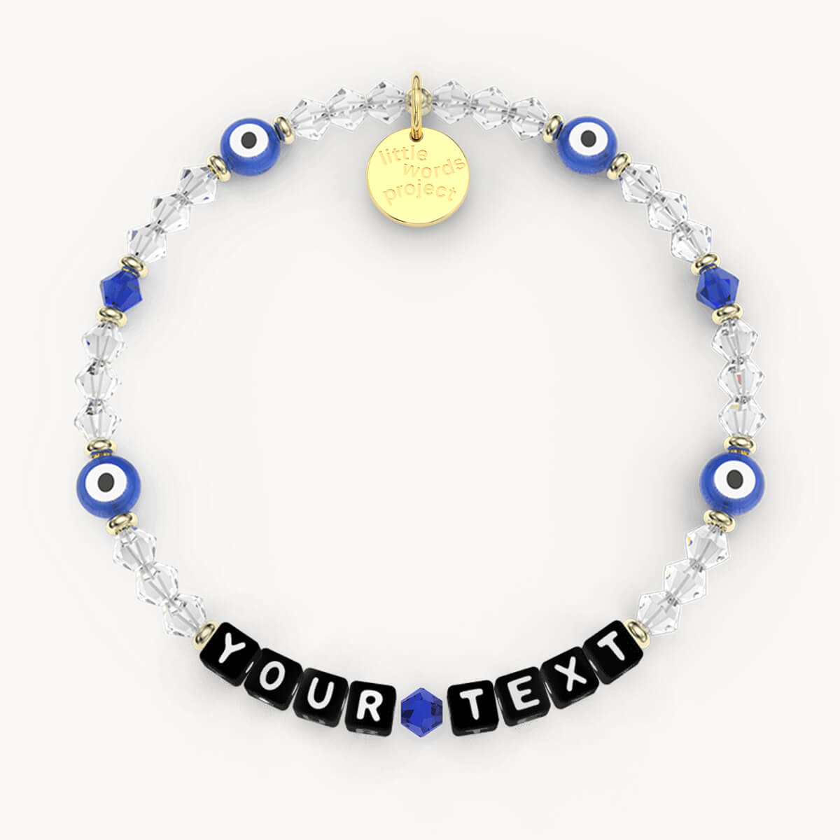 Custom Evil Eye Crystal Bracelet in Black Letters