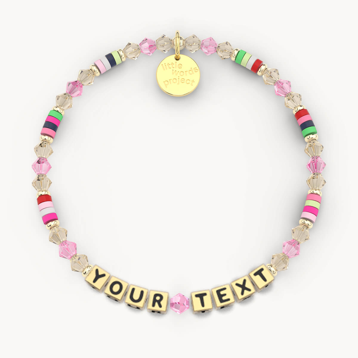 Custom Funfetti Crystal Bracelet in Gold Letters