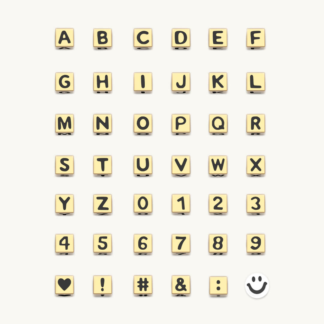 Gold letters, numbers, and symbols