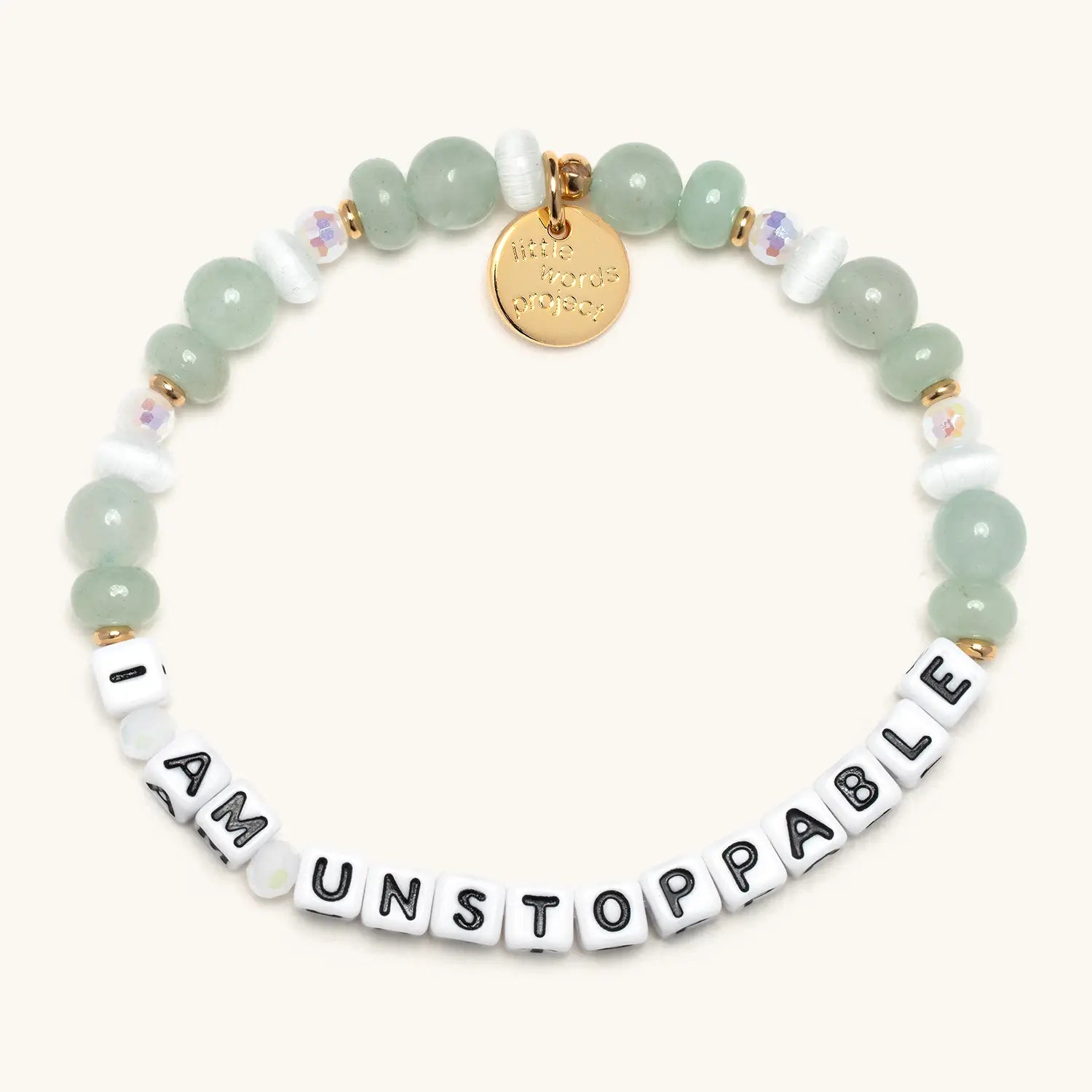 I Am Unstoppable beaded bracelet with green aventurine stones