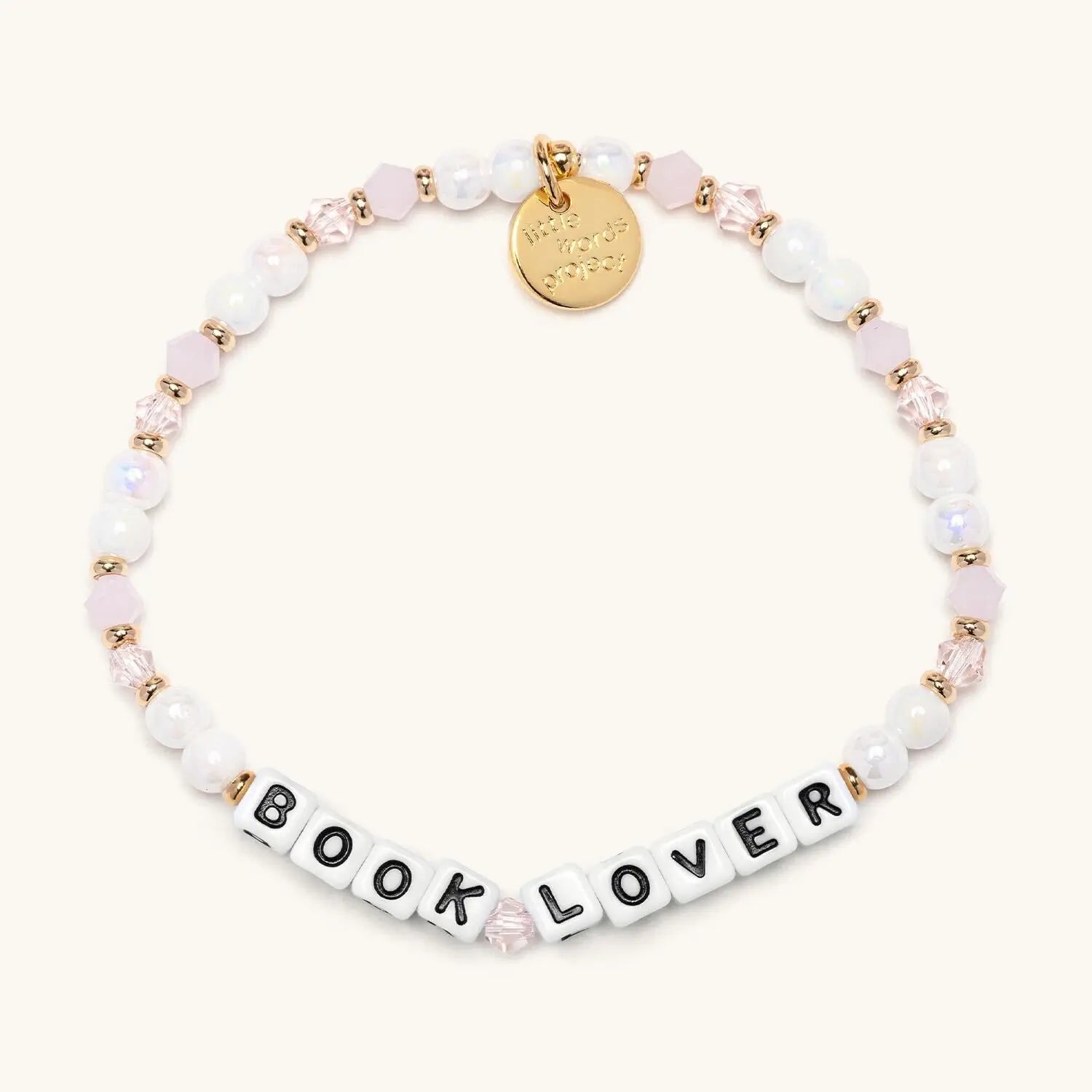 Bracelet with 'BOOK LOVER' word on a white background
