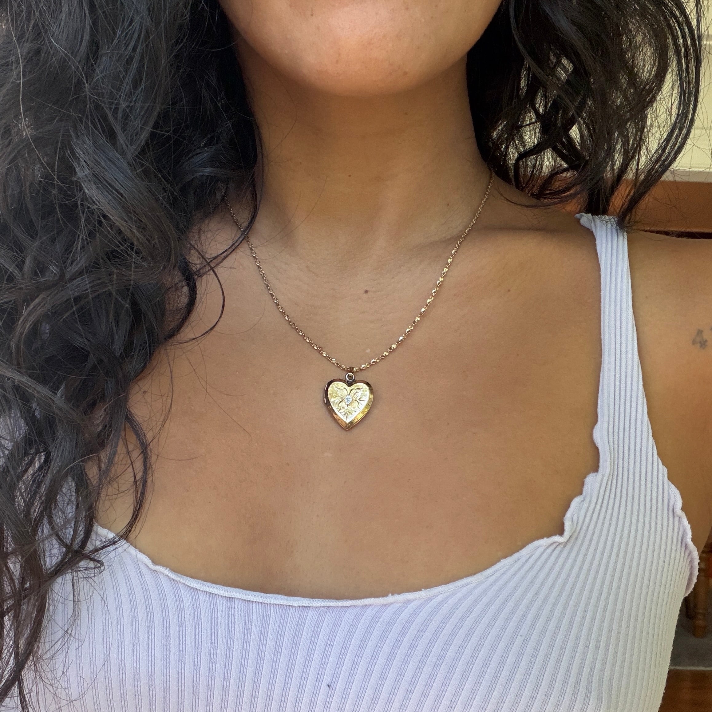 Engraved Heart Locket Necklace