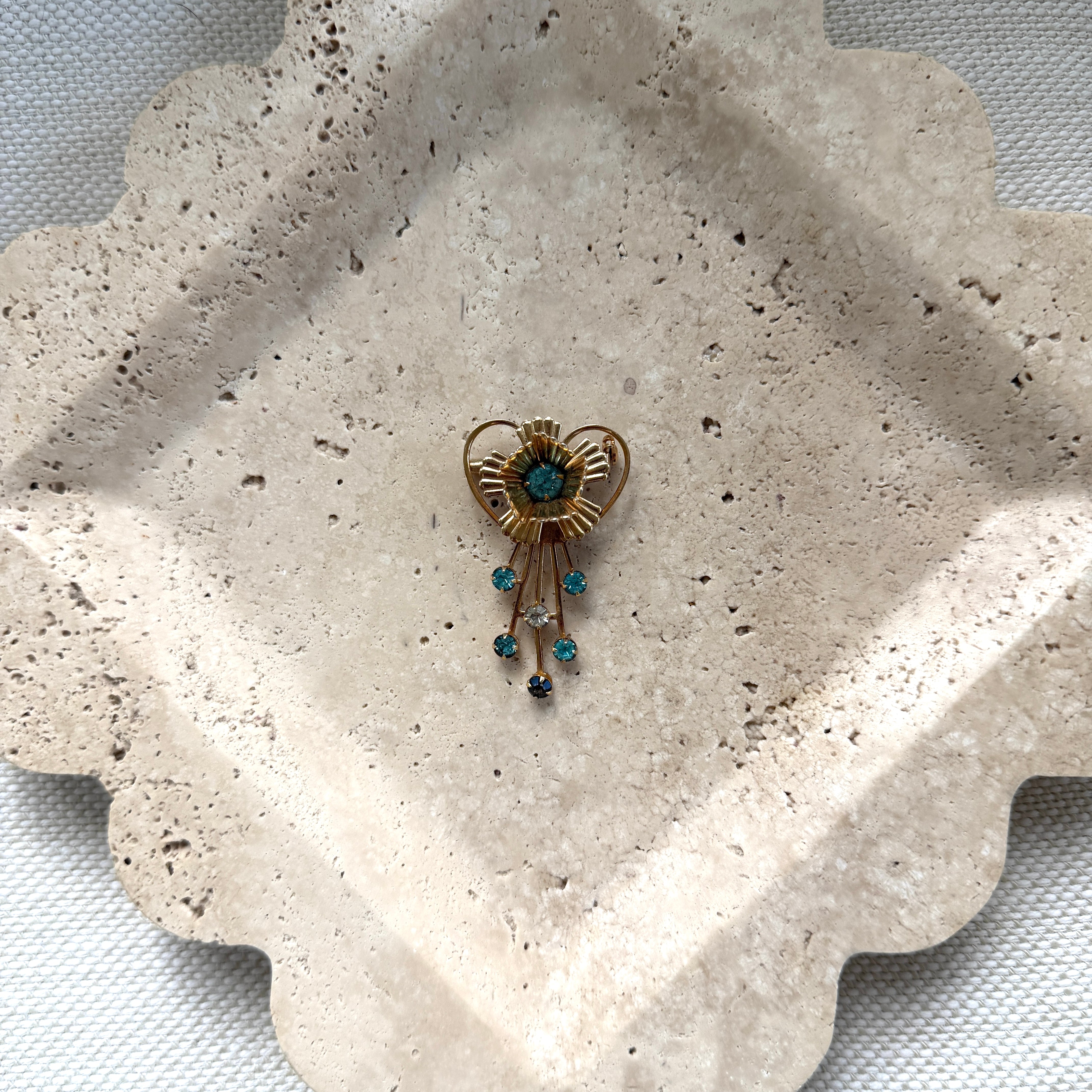 1940s Retro Aquamarine Spray Brooch