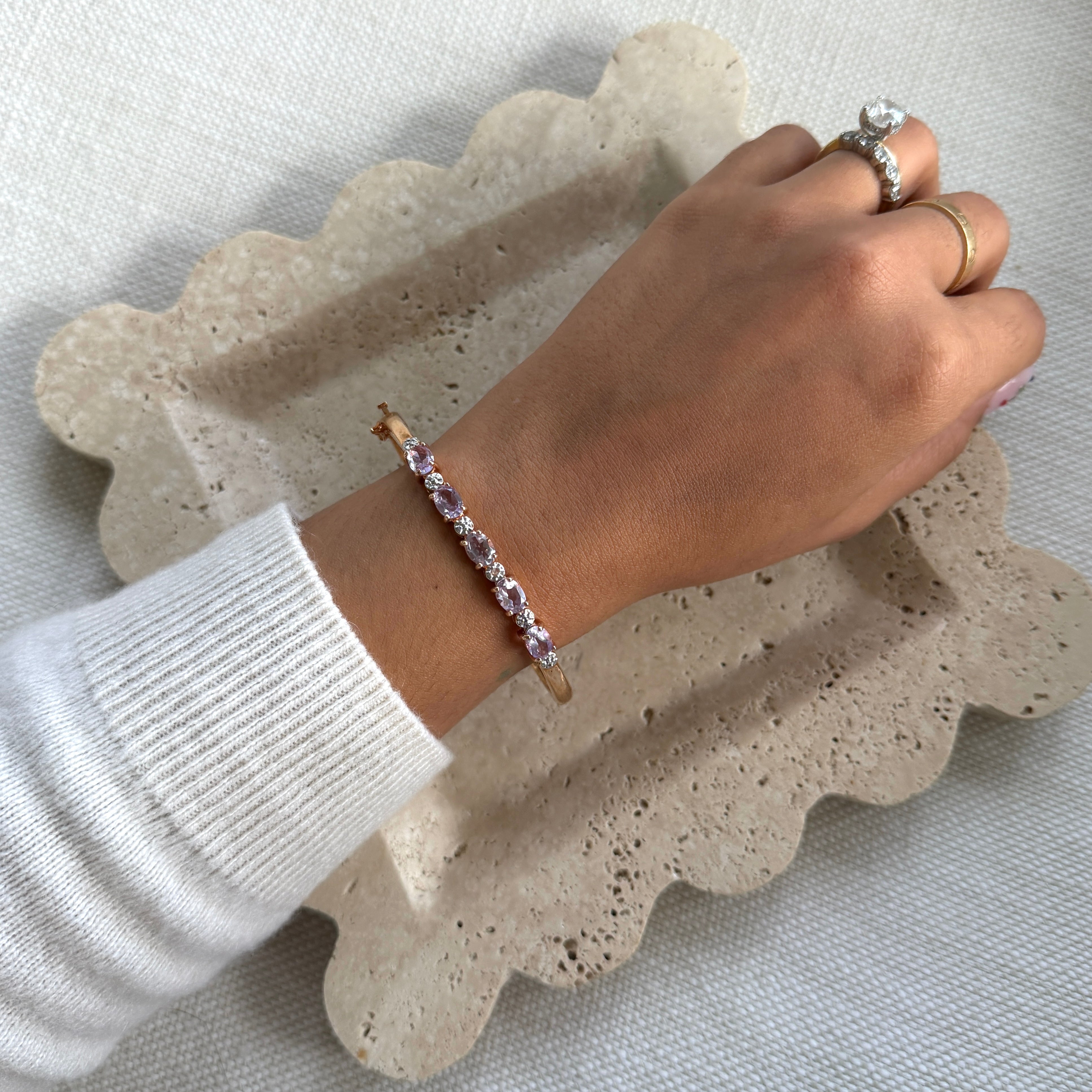 Light Amethyst Rose Gold Plated Cuff