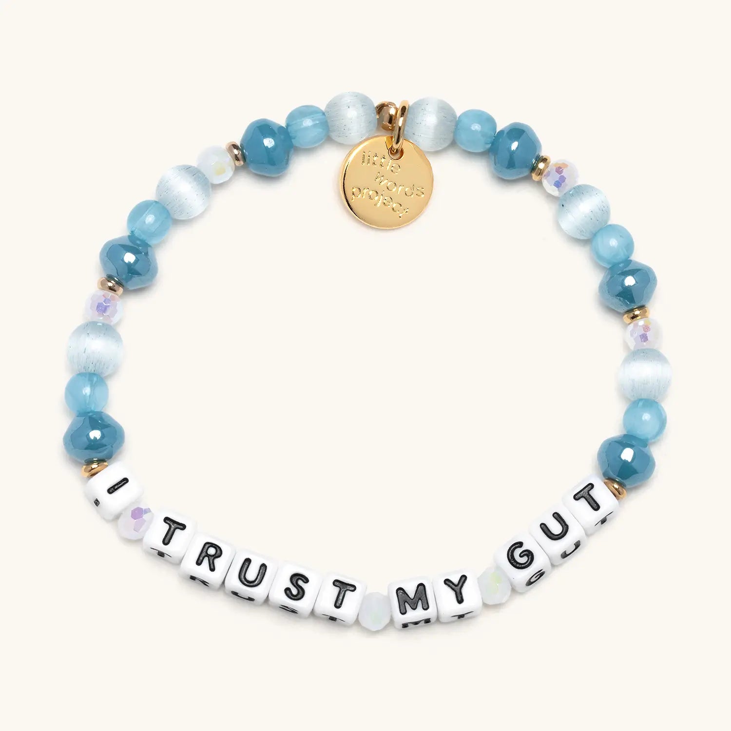 I Trust My Gut beaded bracelet with blue stones