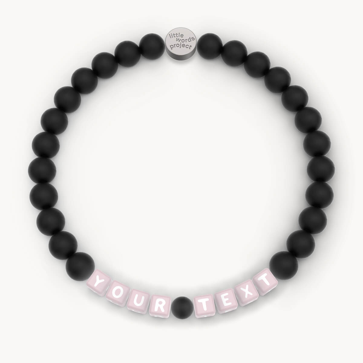 Custom Jet Matte Men's Bracelet in Pink Letters