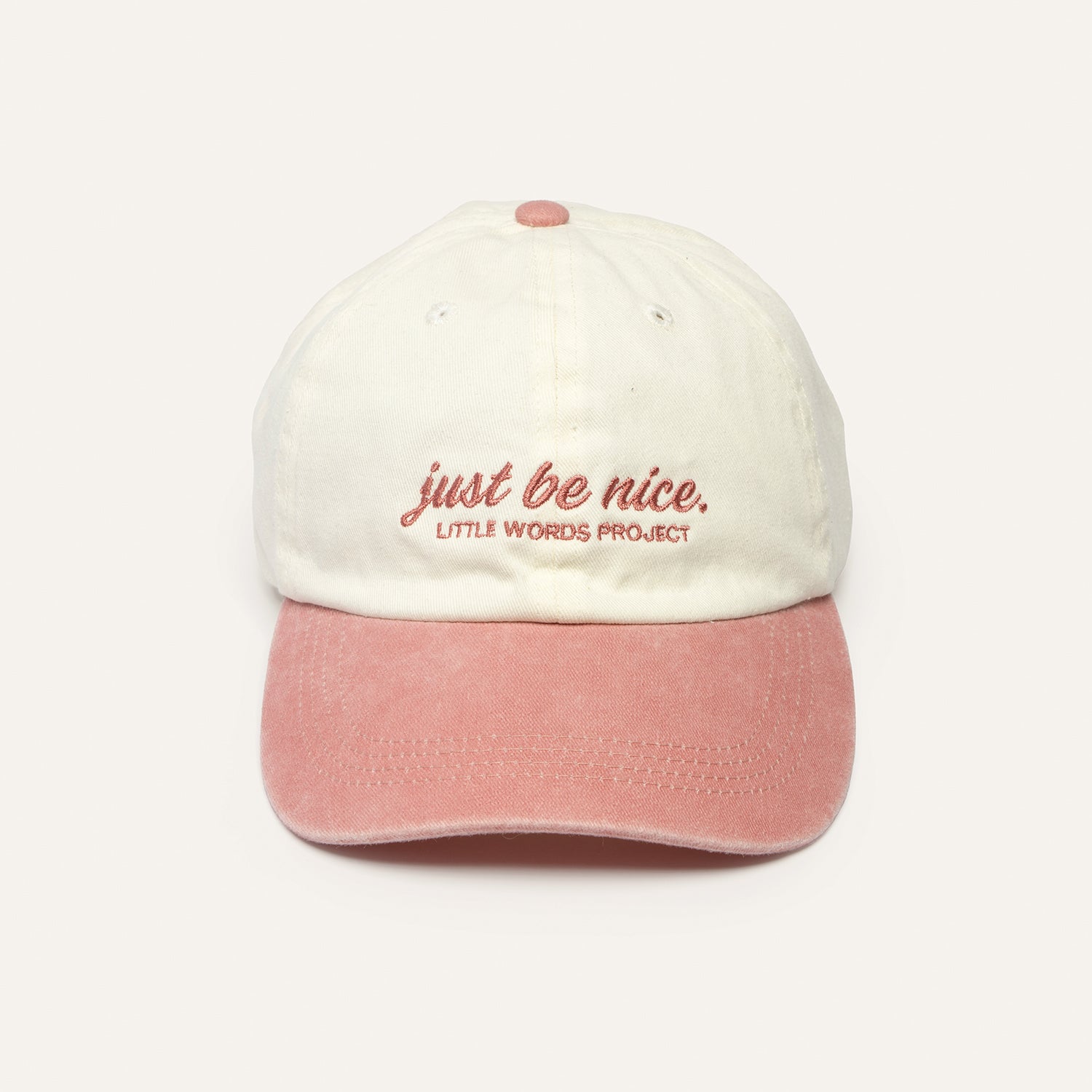 Just Be Nice hat, front view on a white background