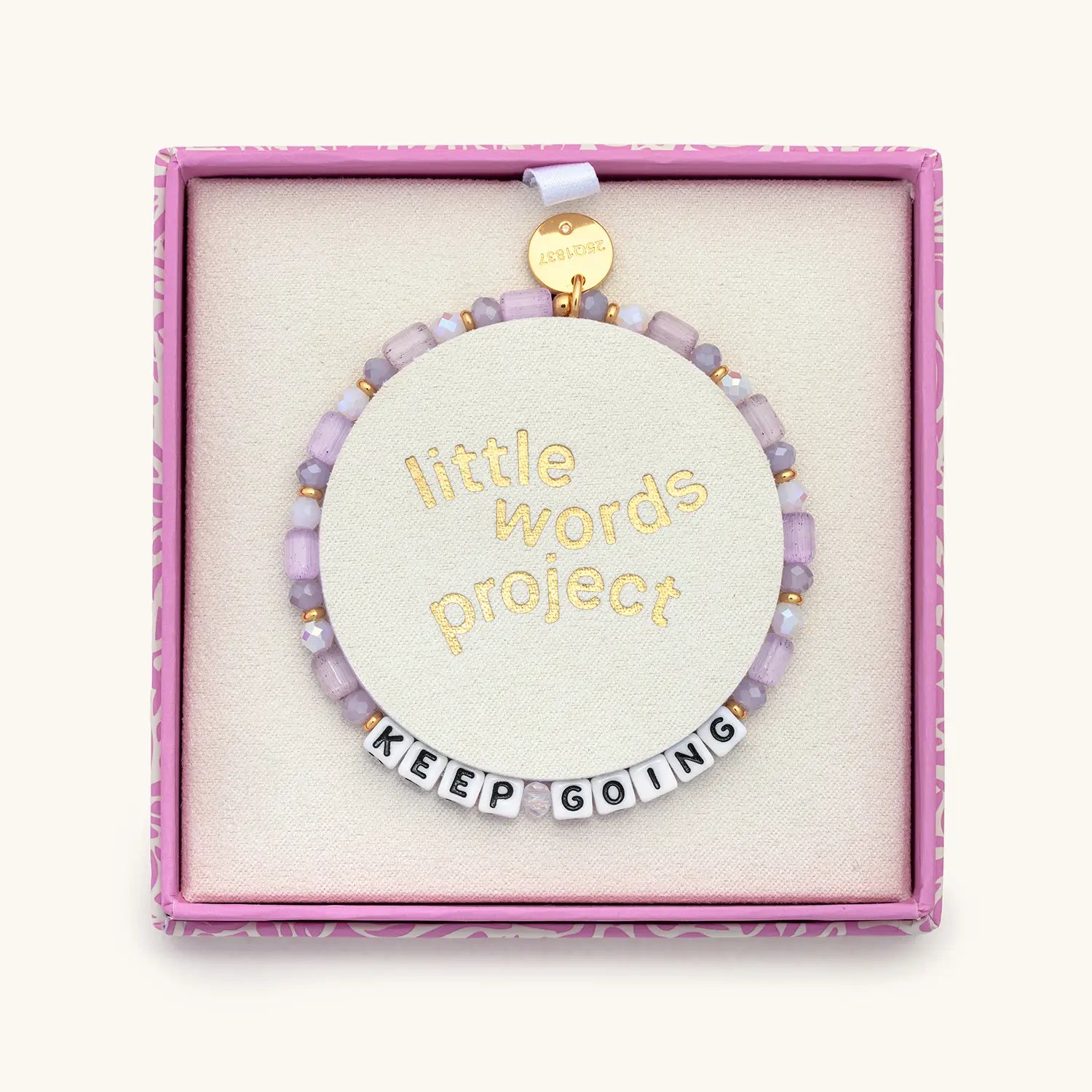 Bracelet with 'keep going' message in a 'Little Words Project' box