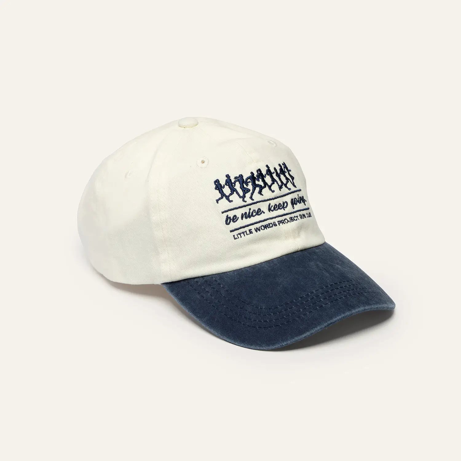 Little Words Project Be Nice Keep Going Hat, side view showing color-block design