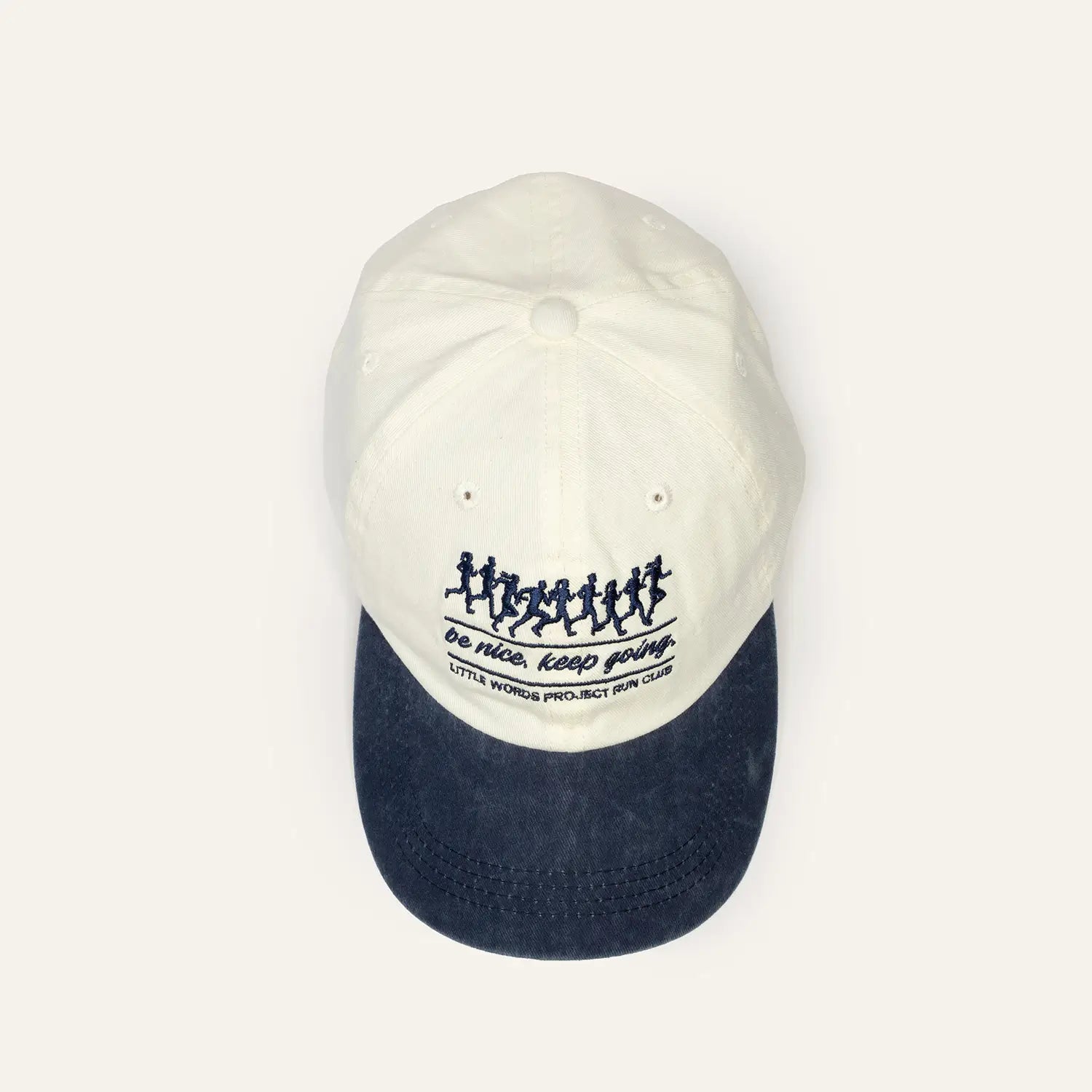 Little Words Project Be Nice Keep Going Hat, top-down view