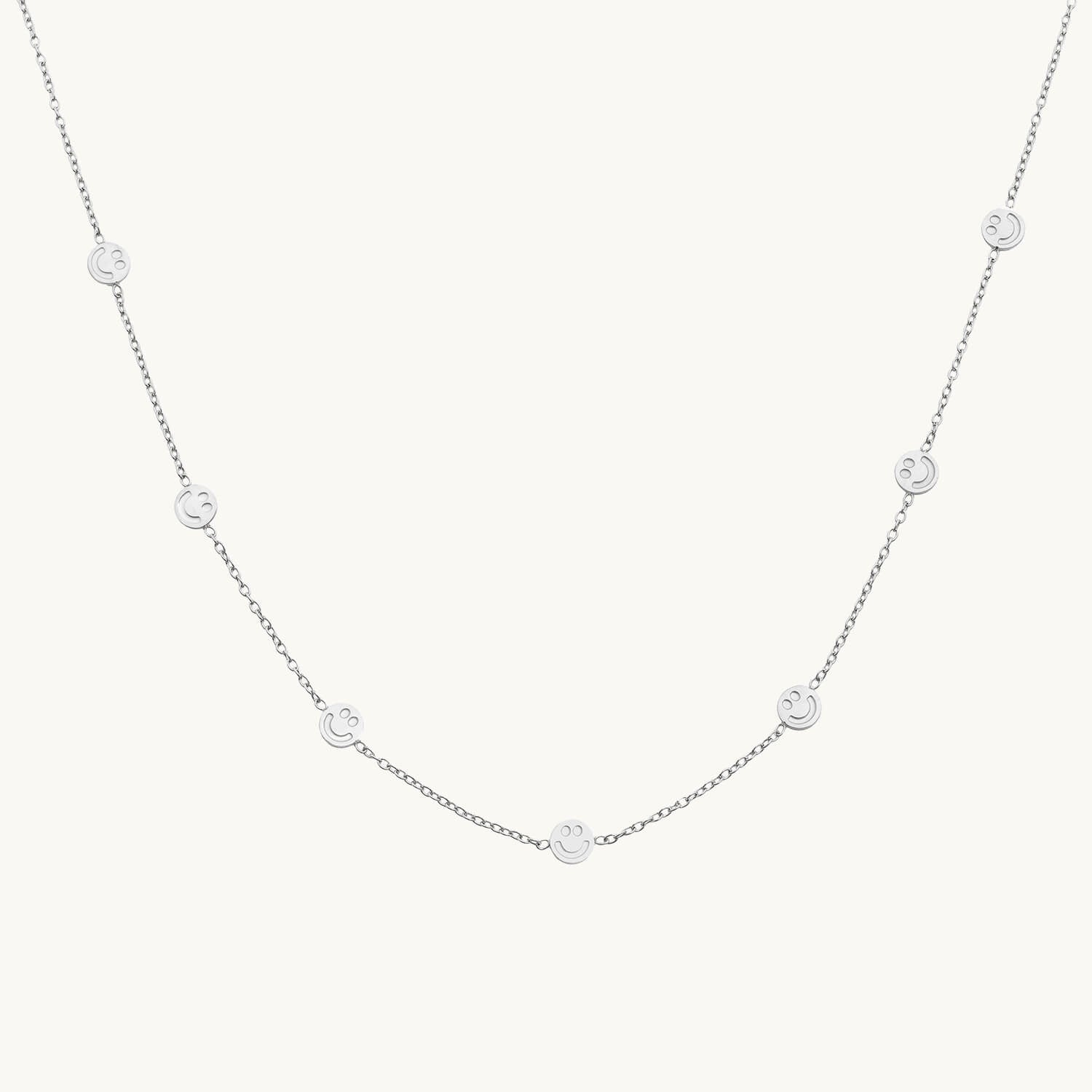 Silver Smiley Faces By The Yard Necklace