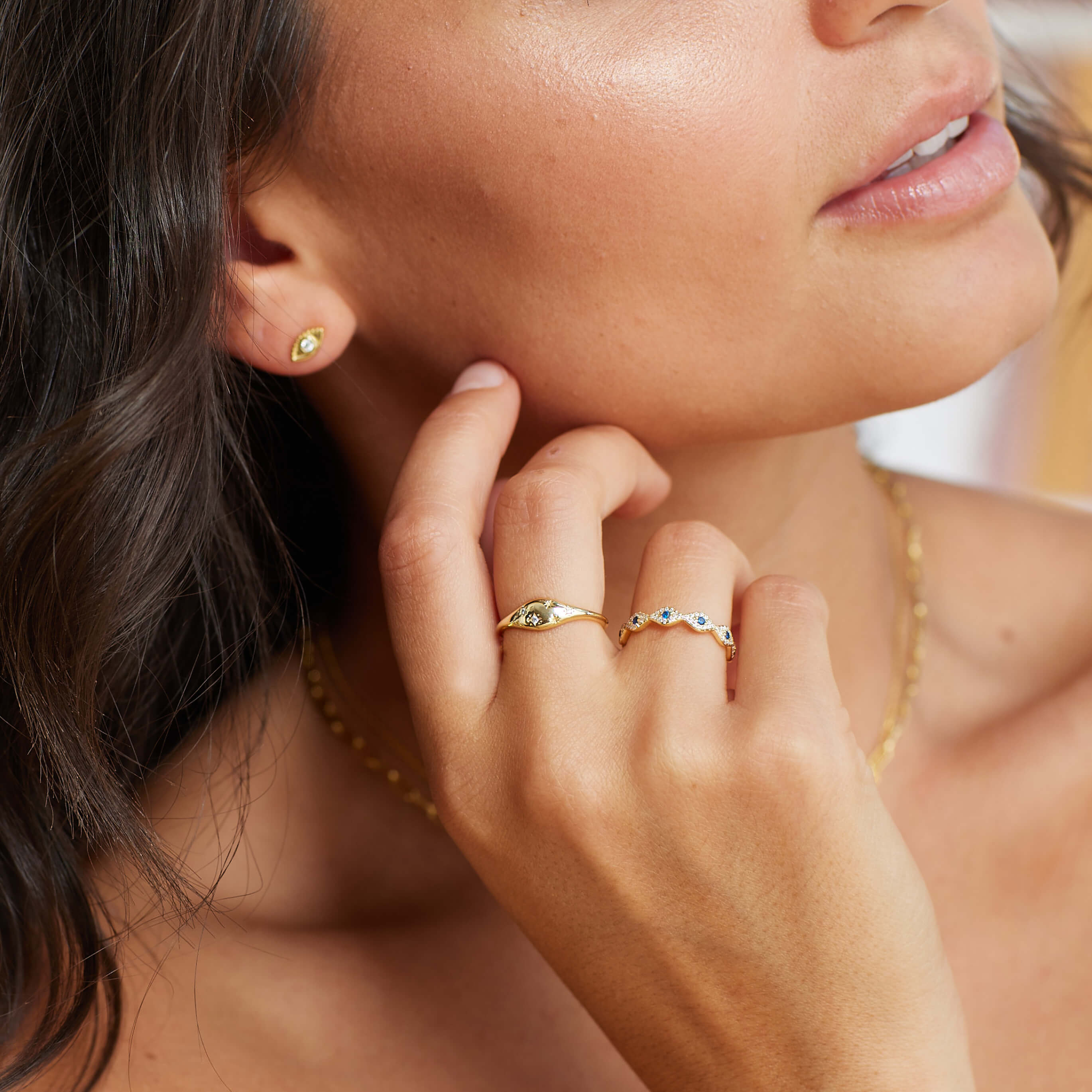 Solitaire Evil Eye Studs