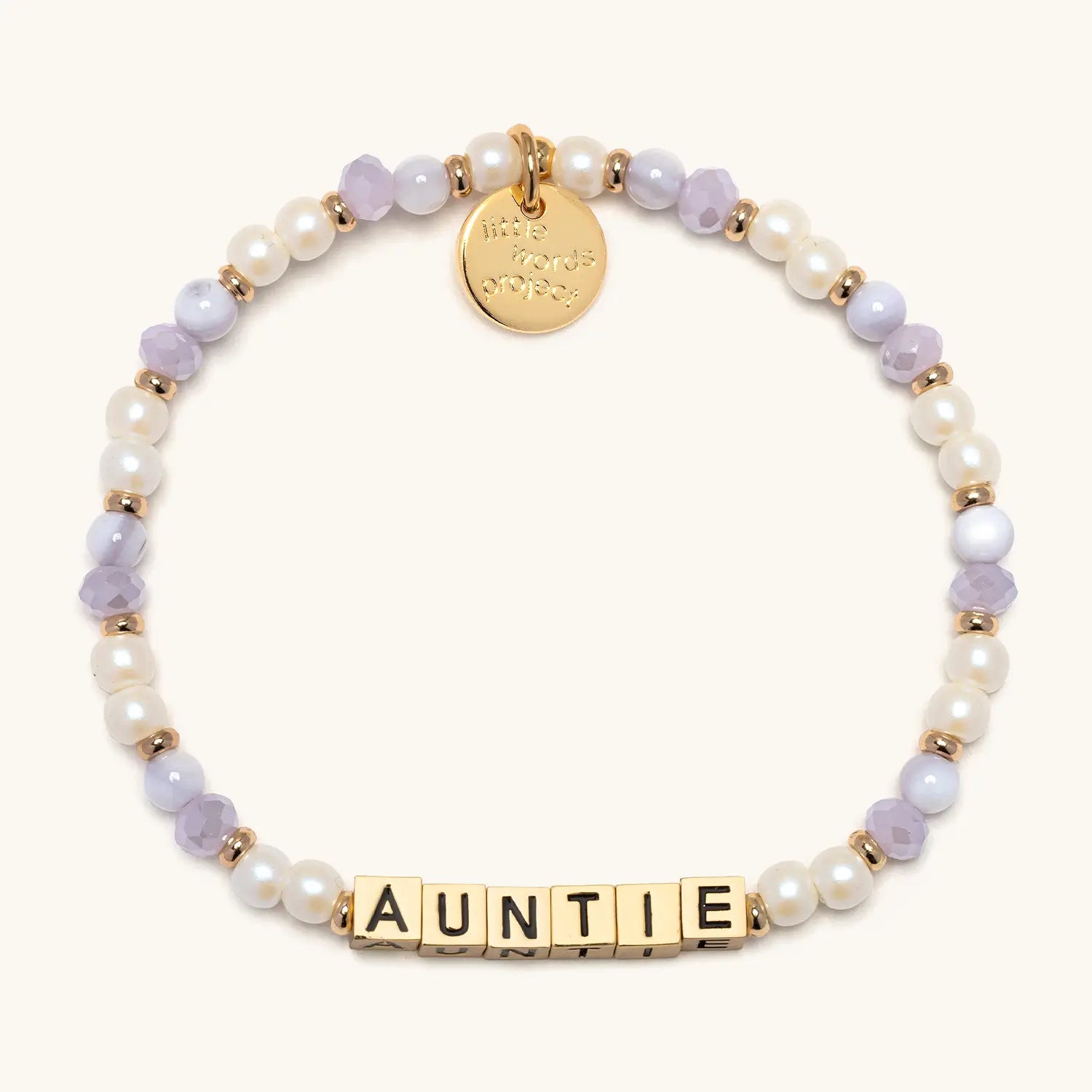 Bracelet with 'Auntie' on a white background