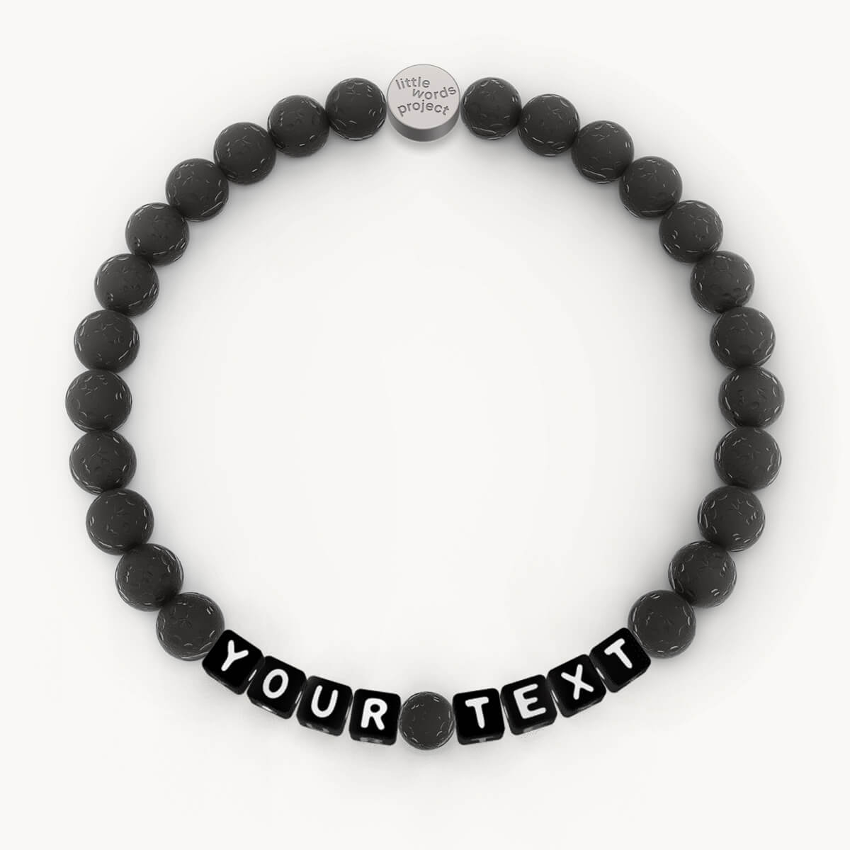 Custom Lava Stone Men's Bracelet in Black Letters
