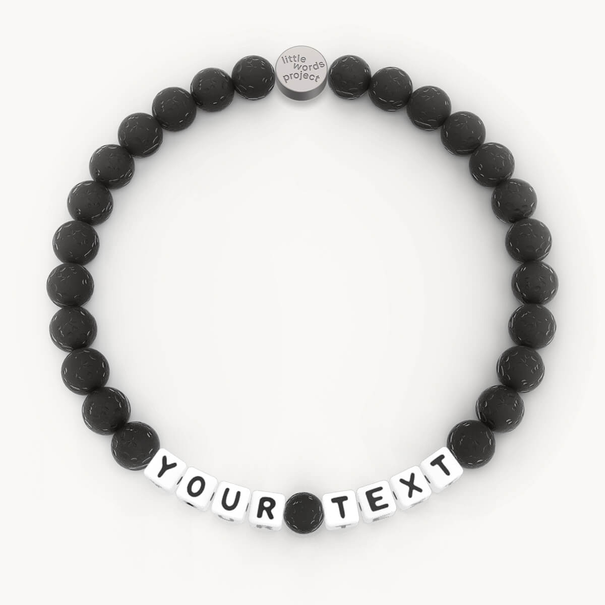 Men's Custom Black Bead Bracelet Personalized Lava Stone