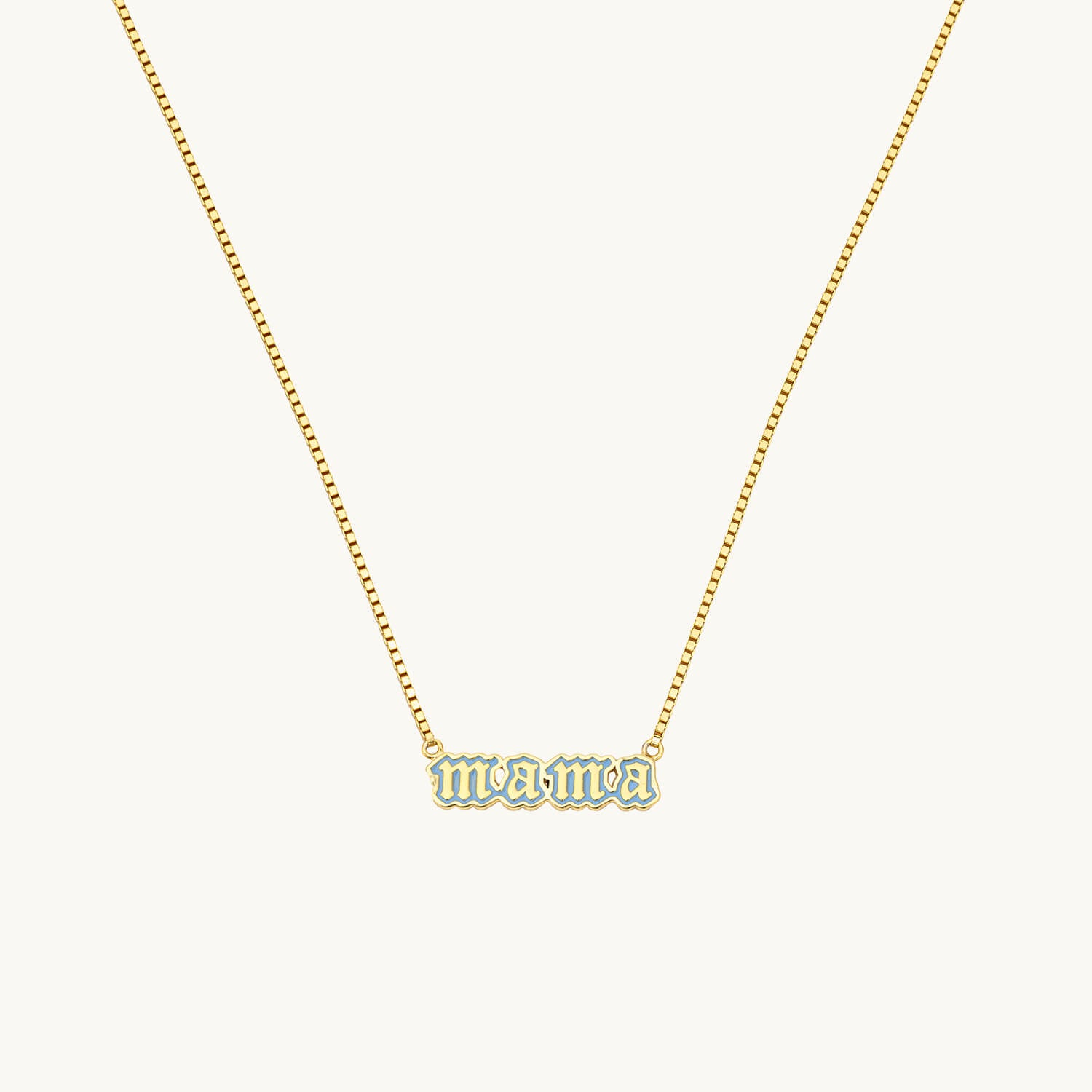 Blue Enamel Mama Necklace
