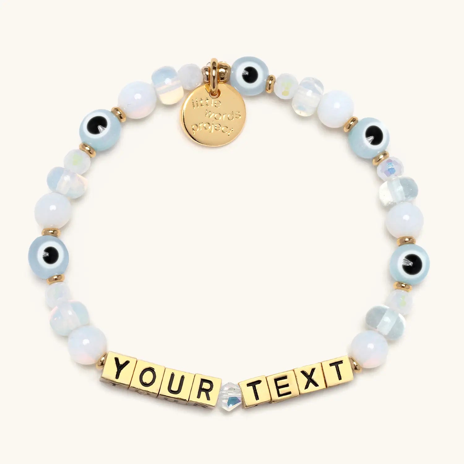 Bracelet with beads and gold accents on a white background