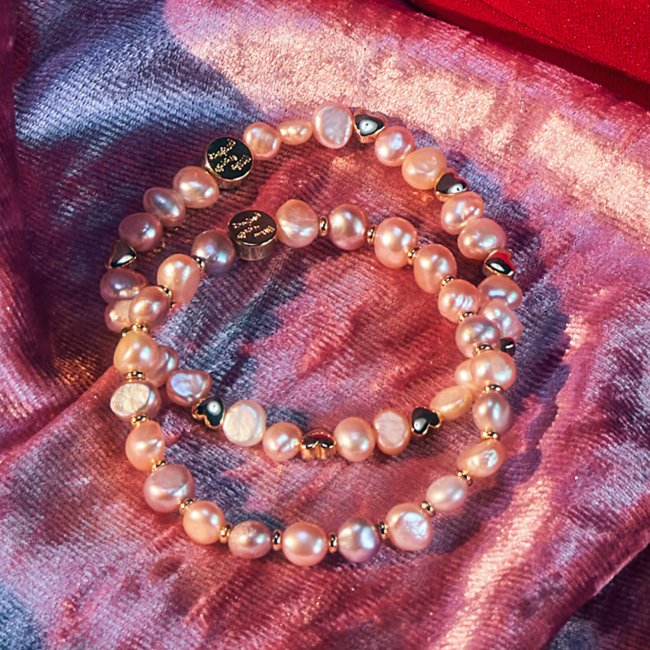 Pink Hearts by the Pearl Bracelet Base