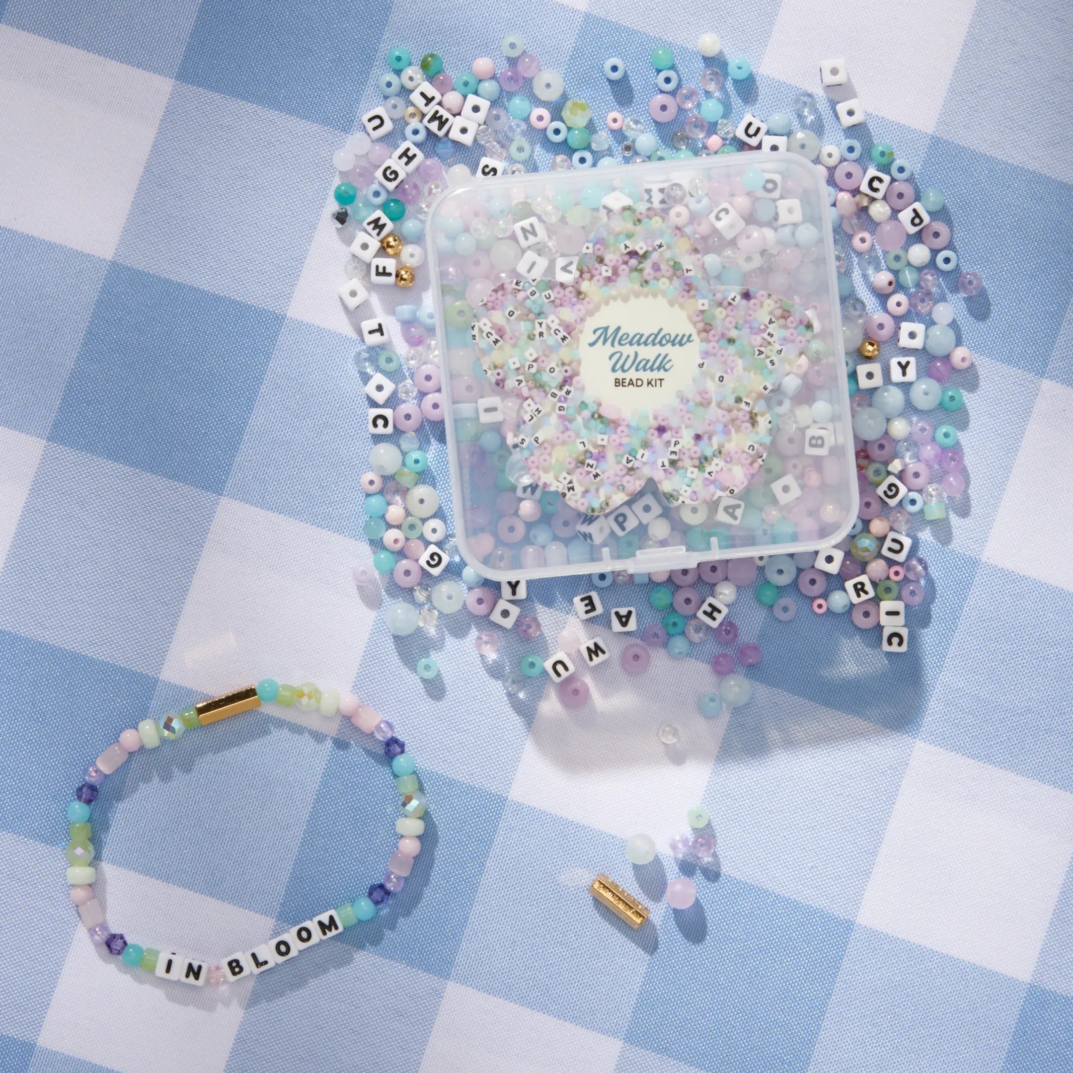 Meadow Walk Bead Kit — lifestyle detail of completed beaded bracelet on wrist