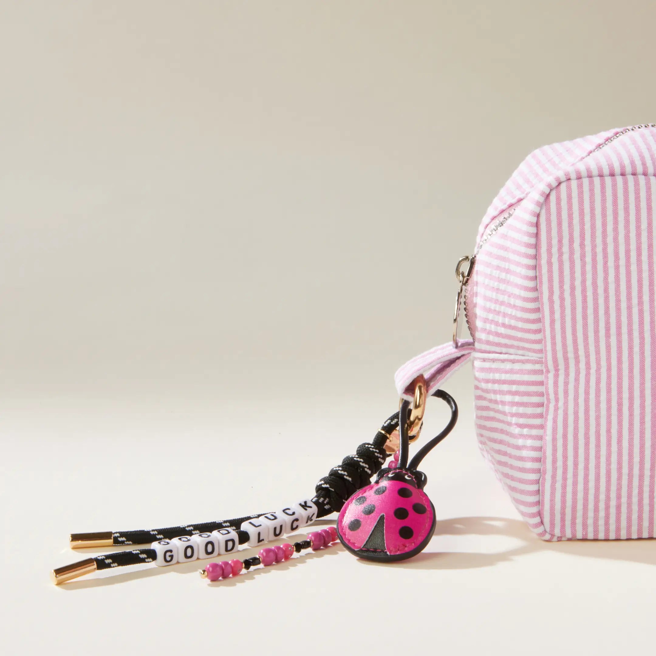 Lady Bug Bag Charm lifestyle flat lay