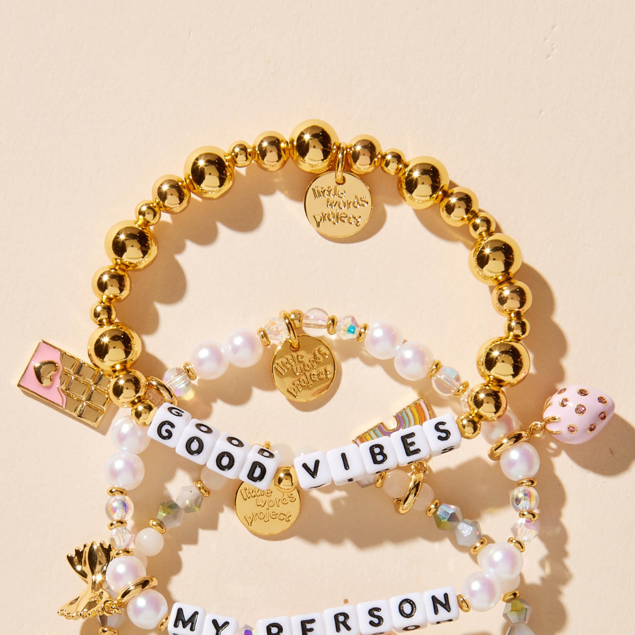 Custom Gold Bubbles with Good Vibes Word