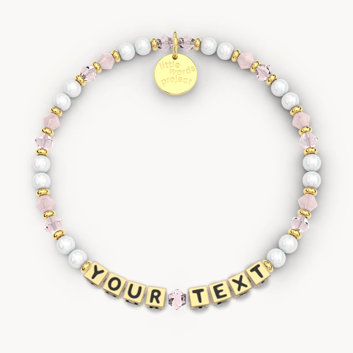 Custom Pink Chalk Bracelet in Gold Letters