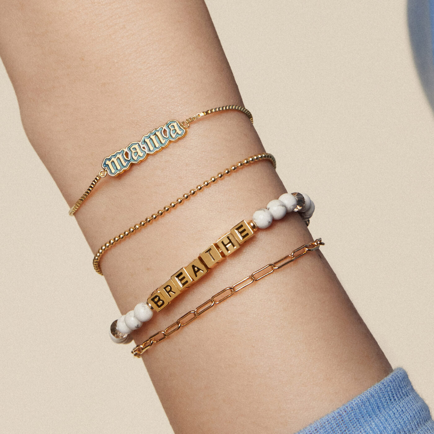 Blue Enamel Mama Bracelet