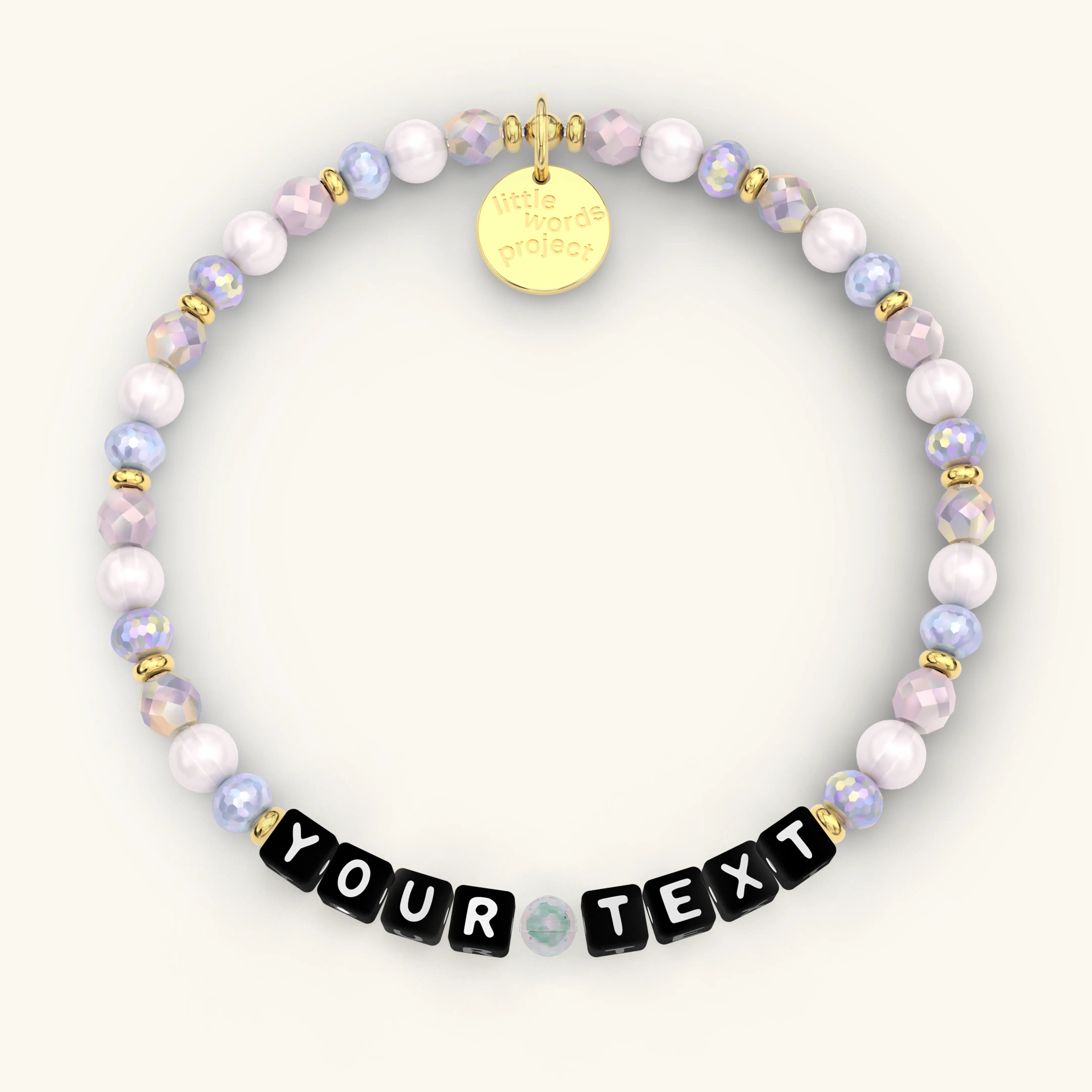 Custom bracelet with Black Letters reading "YOUR TEXT"