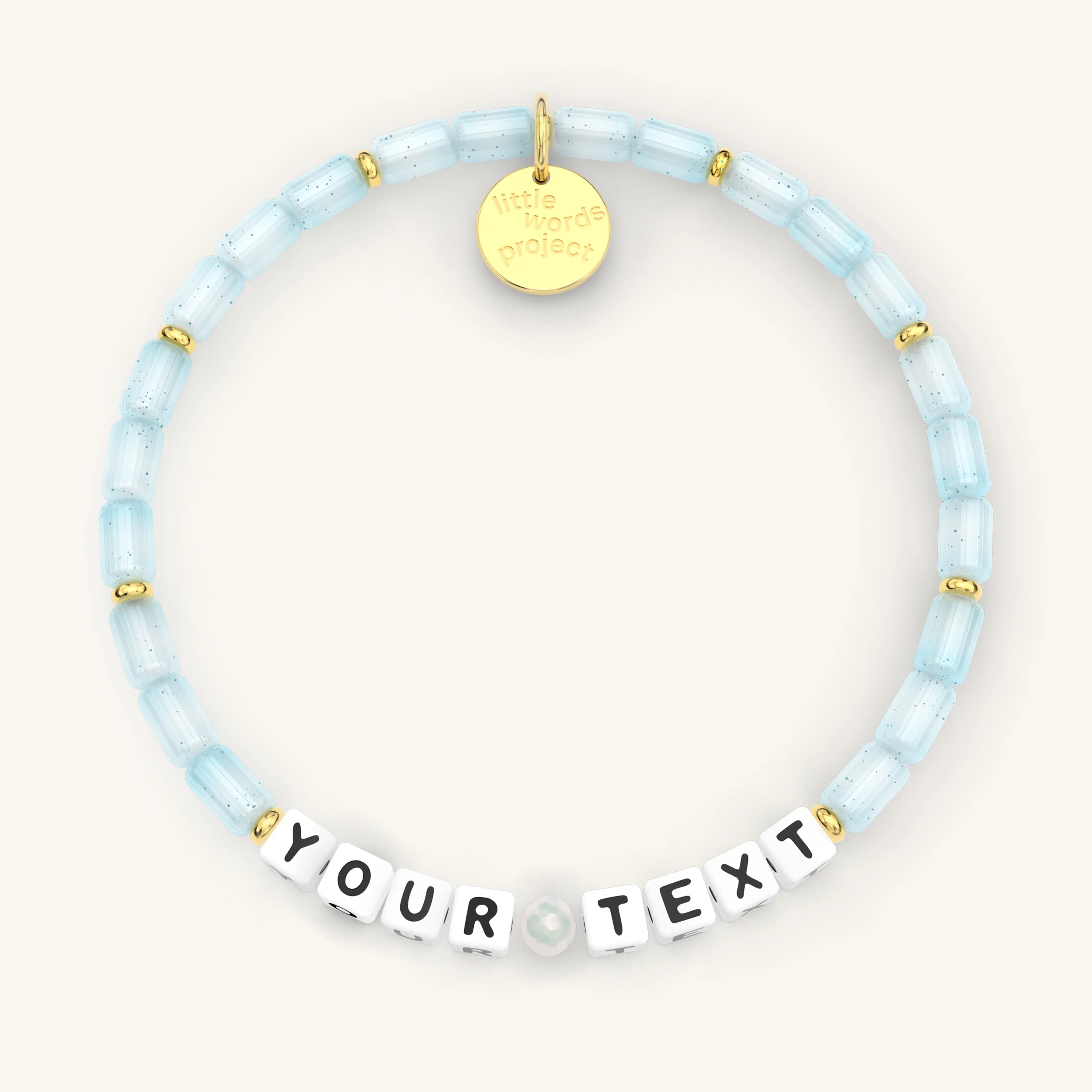 Custom bracelet with White Letters reading "YOUR TEXT"