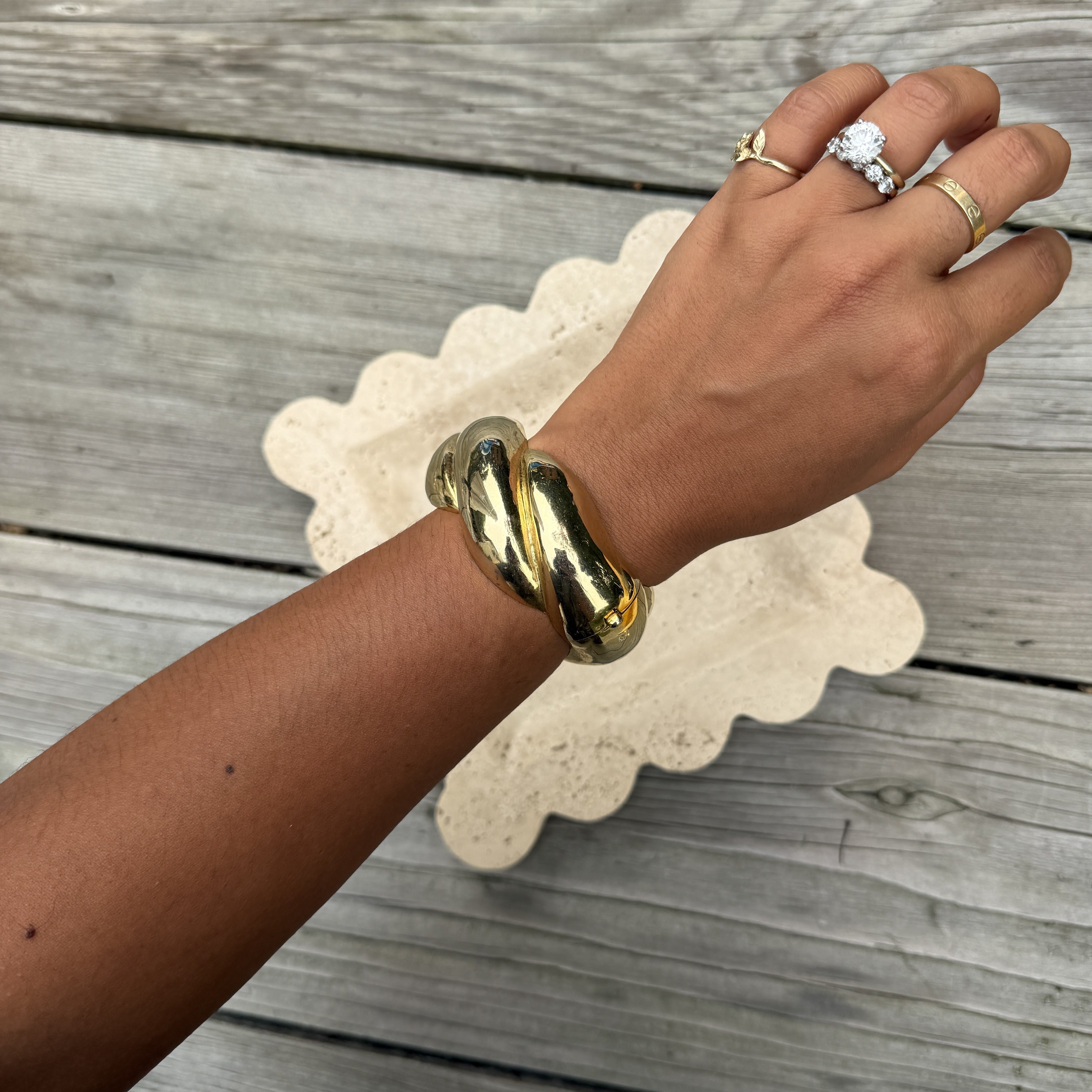 Gold Twist Clamper Bangle