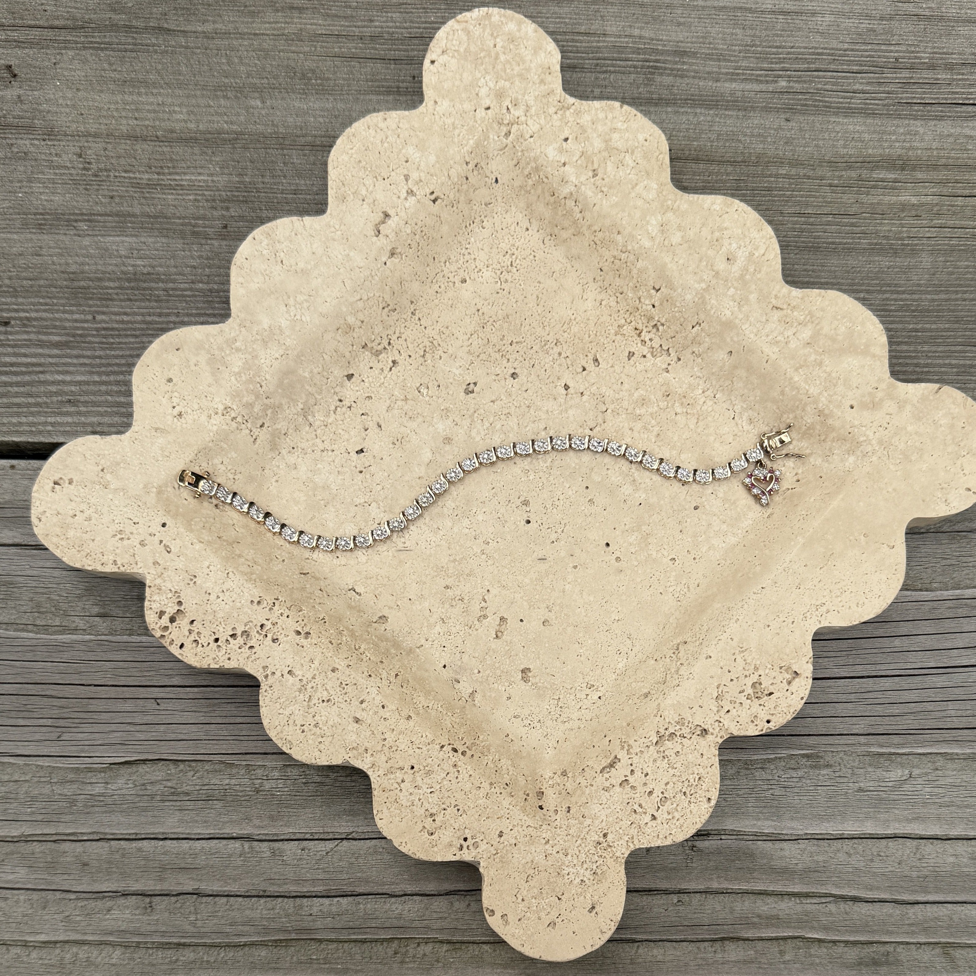 925 Heart Charm Tennis Bracelet