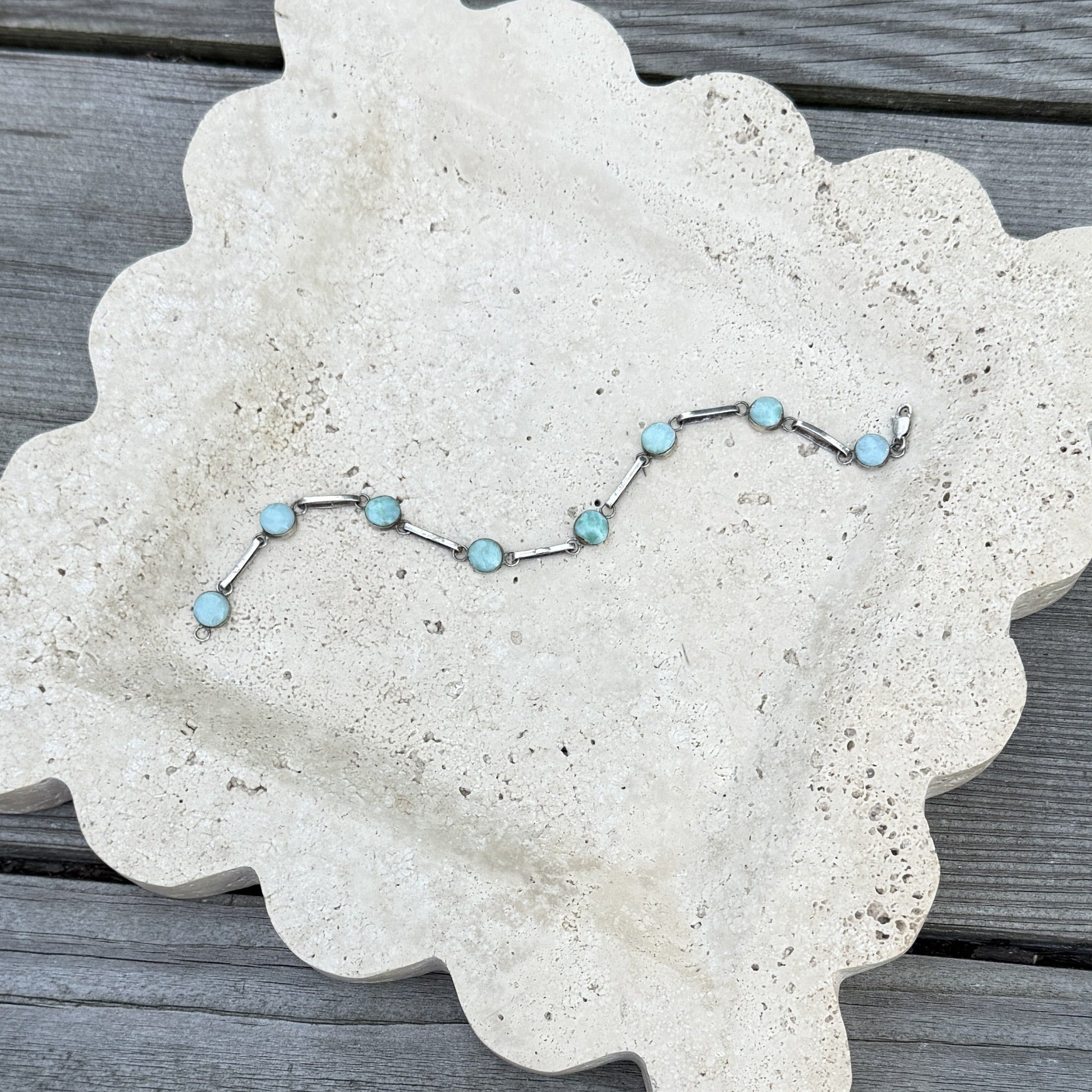 Turquoise Stone 925 Silver Rectangle Bracelet