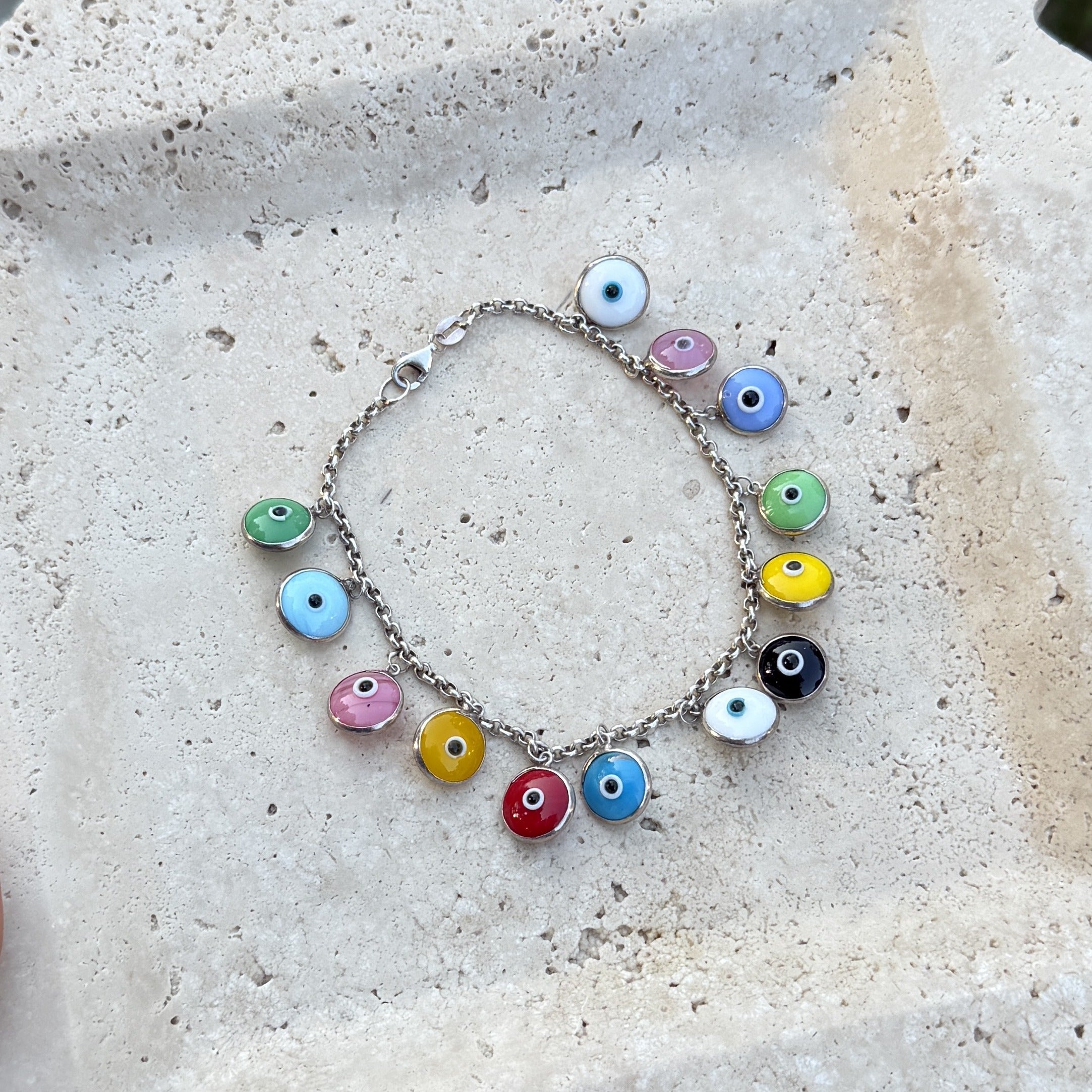 925 Multicolor Evil Eye Bracelet