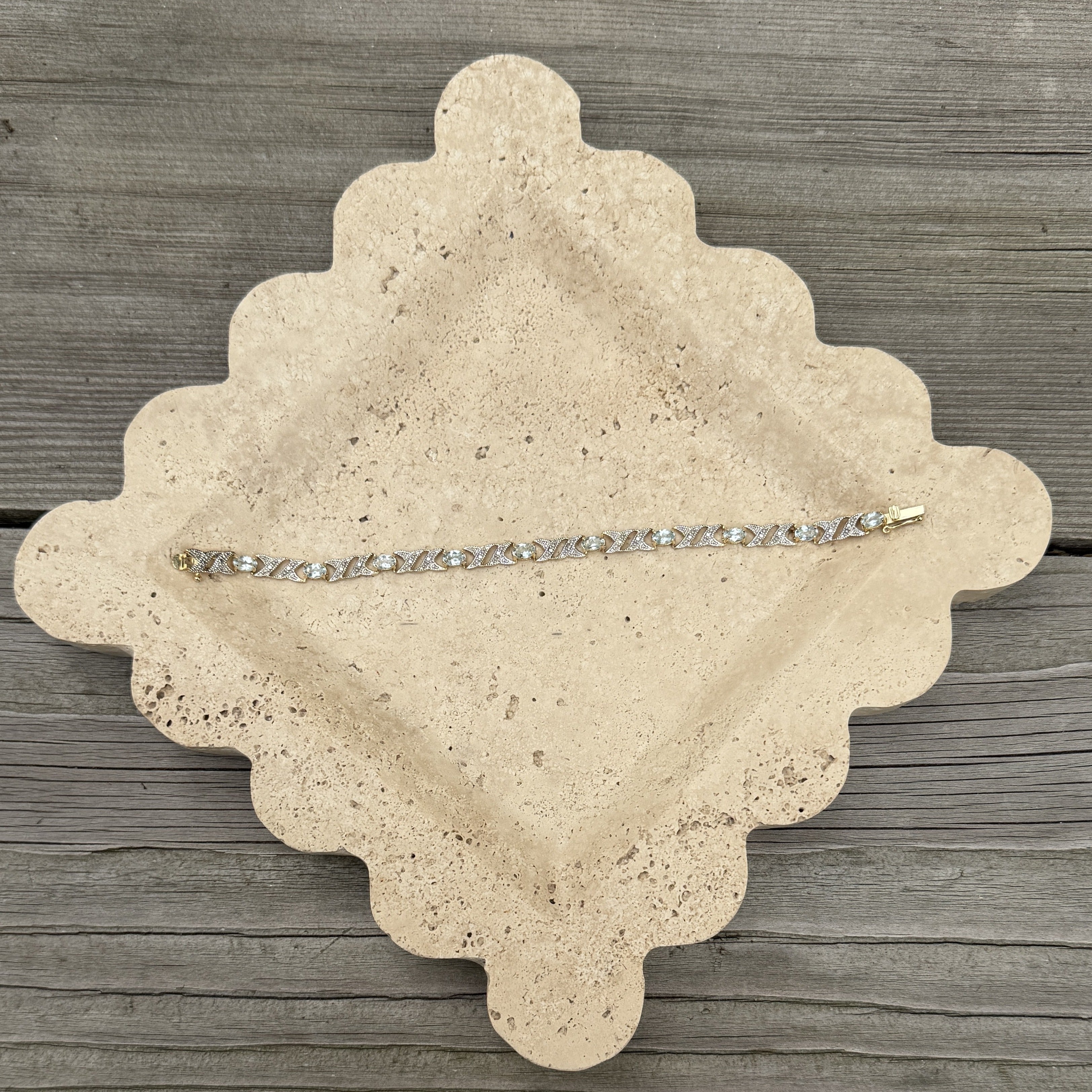 Criss-Cross Oval Light Sapphire Gold Vermeil Bracelet