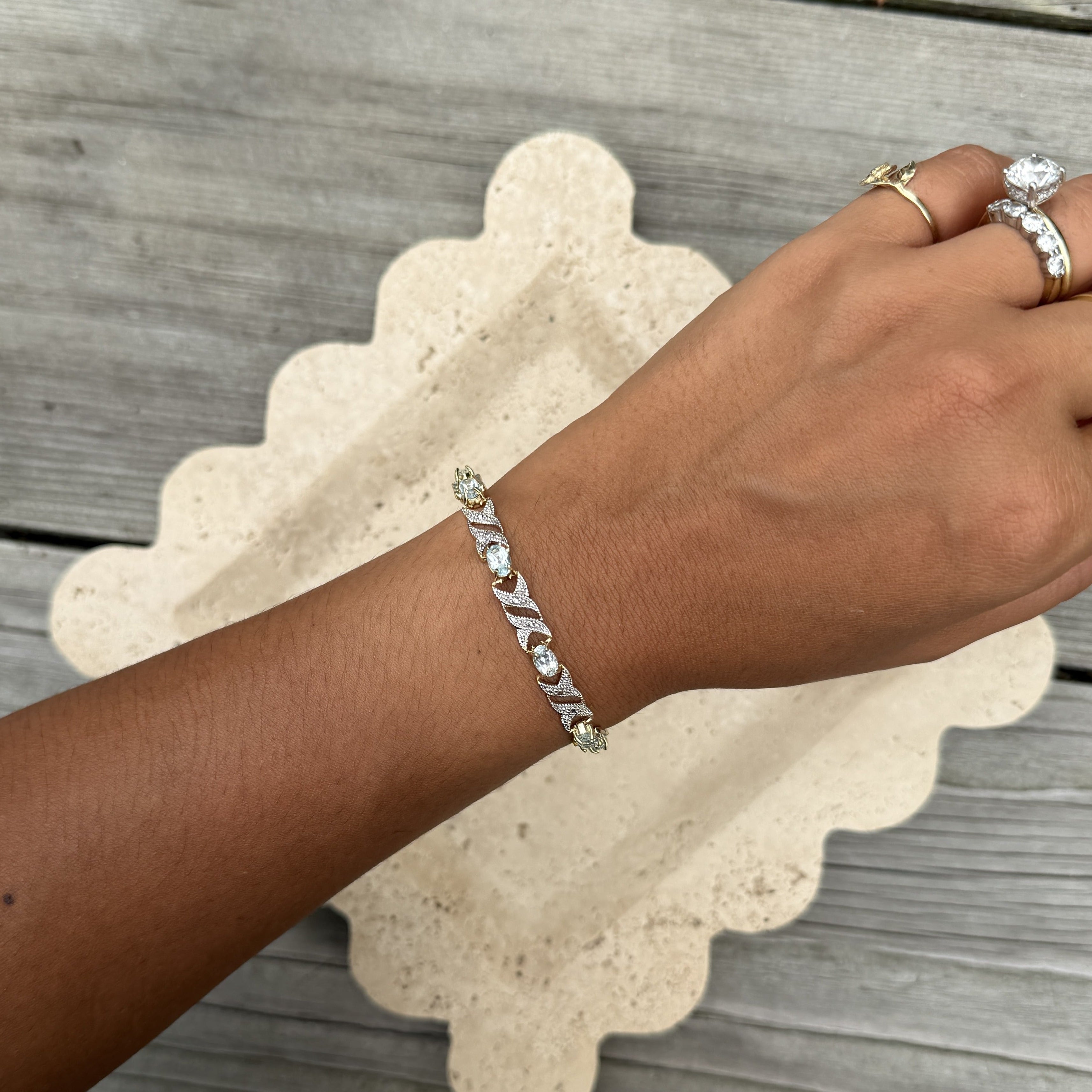 Criss-Cross Oval Light Sapphire Gold Vermeil Bracelet