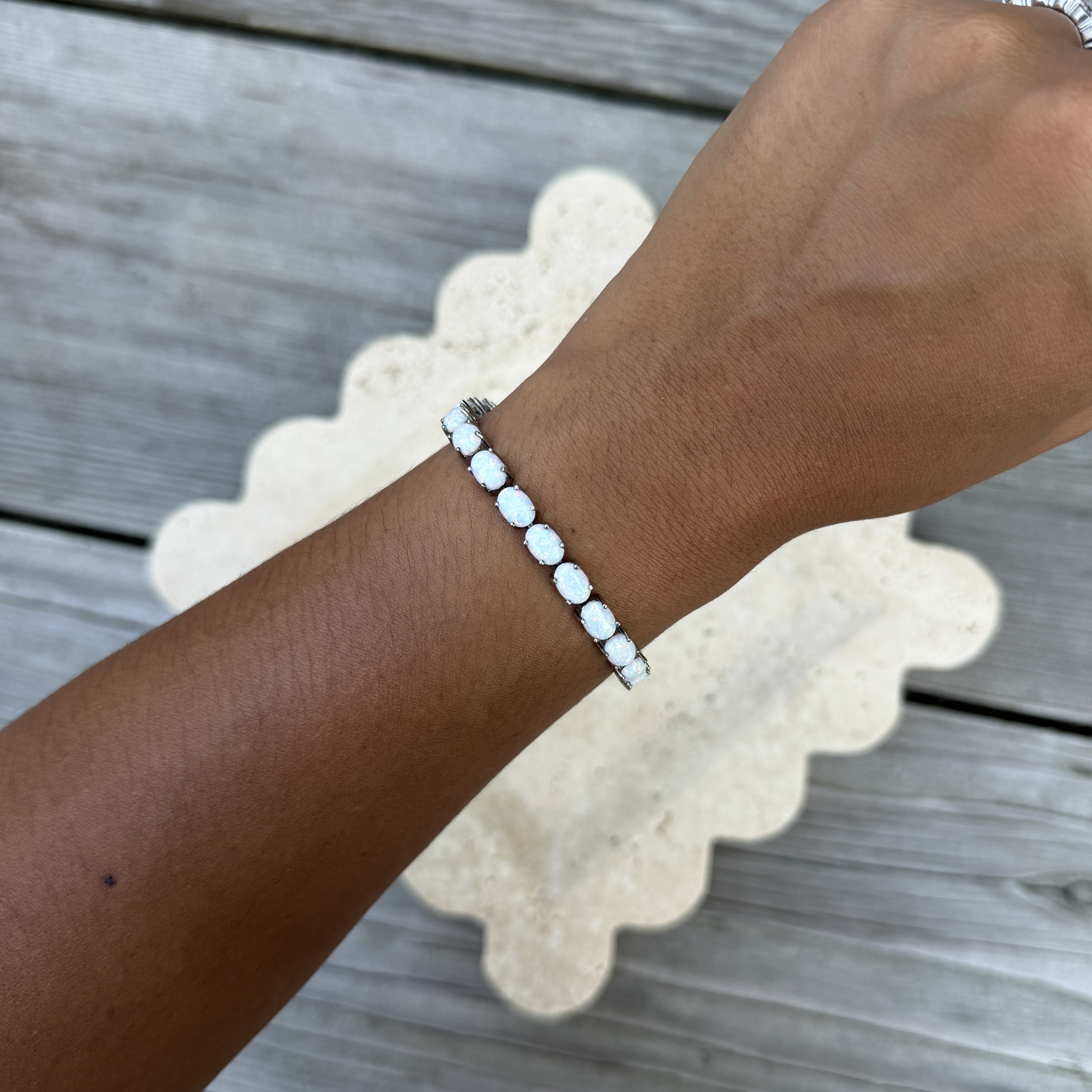 Sterling Silver Fire Opal Tennis Bracelet