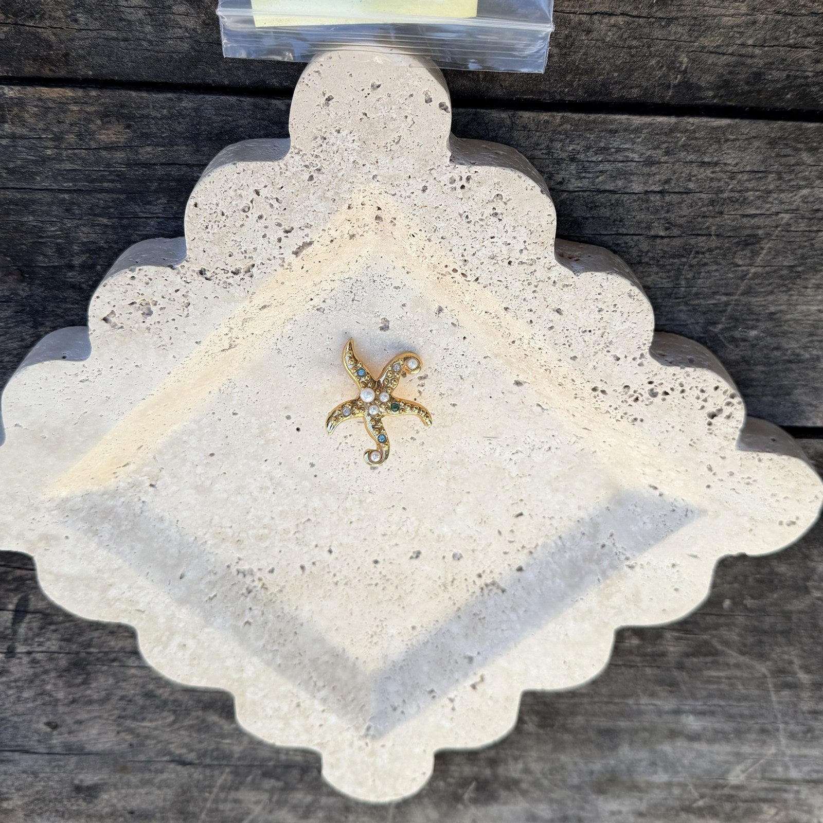 Gold Starfish Brooch with Pearls