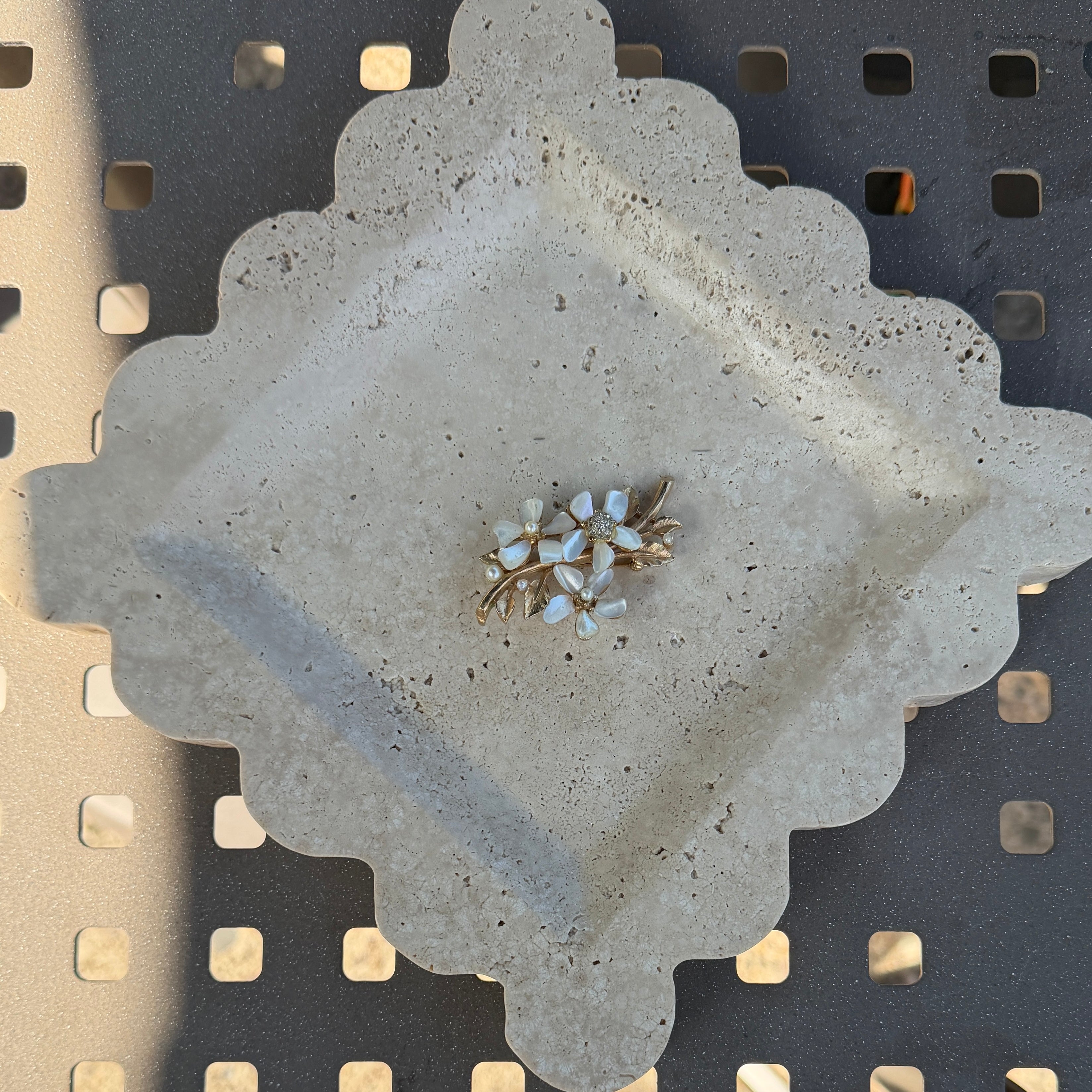 Mother-of-Pearl Flower Spray Brooch